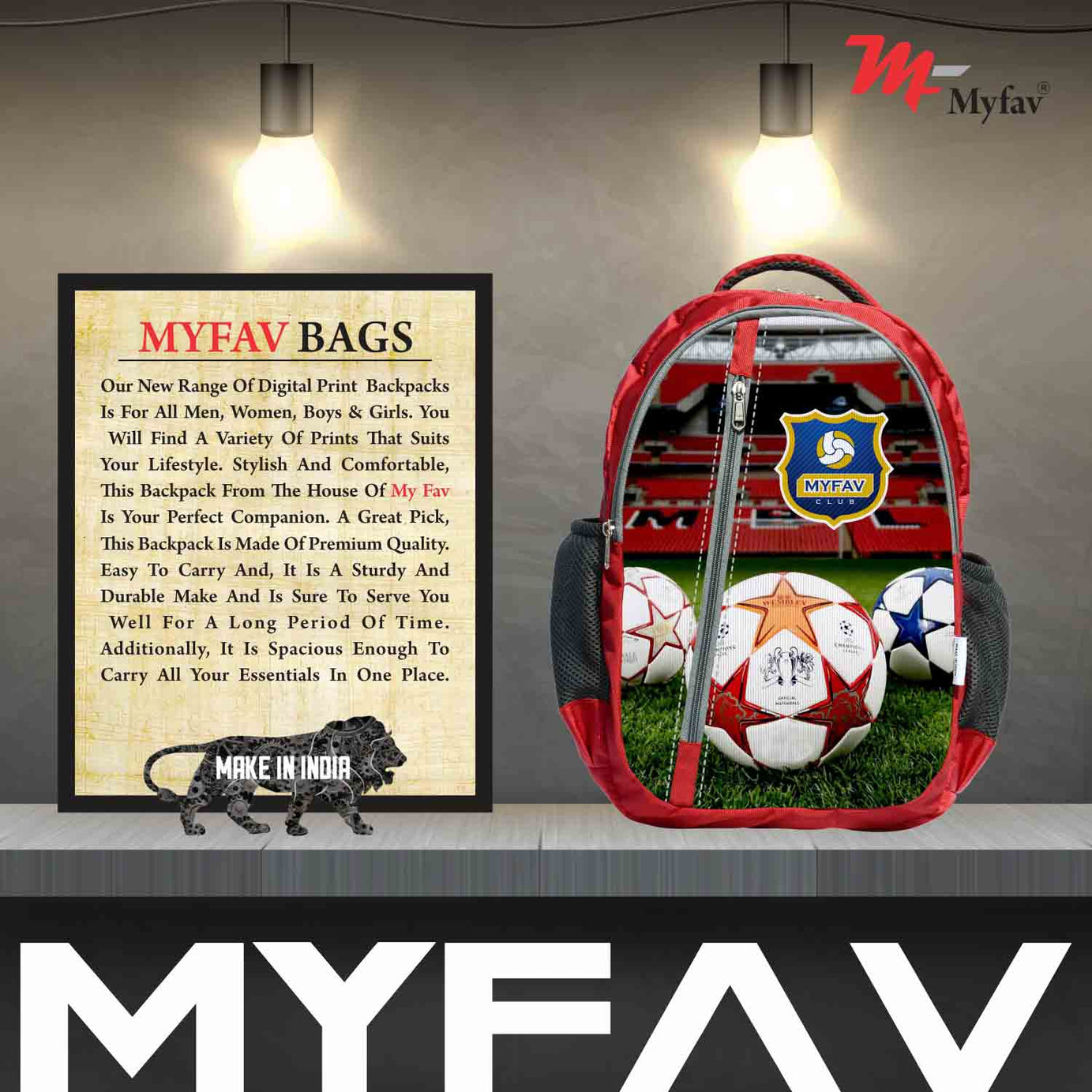 My Fav Football Print Laptop Backpack For Men Women / School Bag For Boys Girls