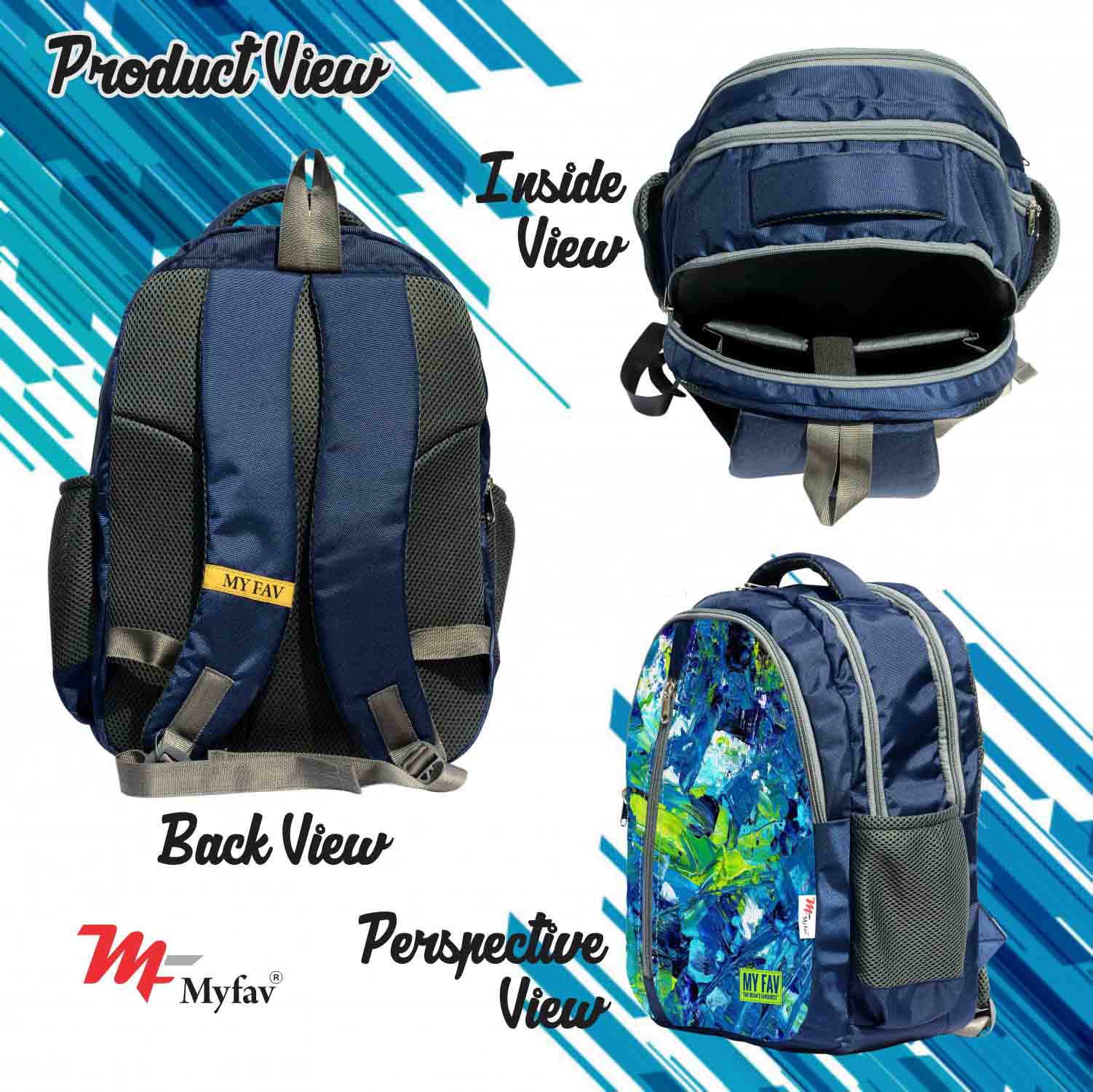 My Fav Art Print Laptop Backpack For Men Women / School Bag For Boys Girls