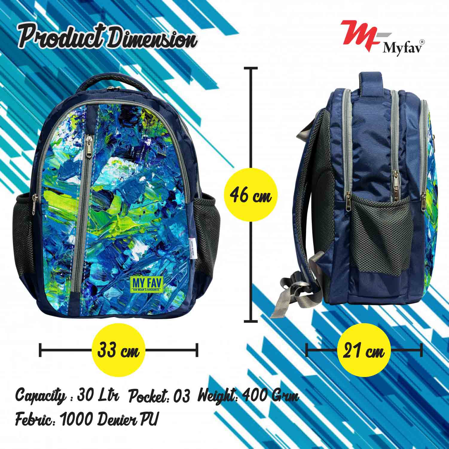 My Fav Art Print Laptop Backpack For Men Women / School Bag For Boys Girls