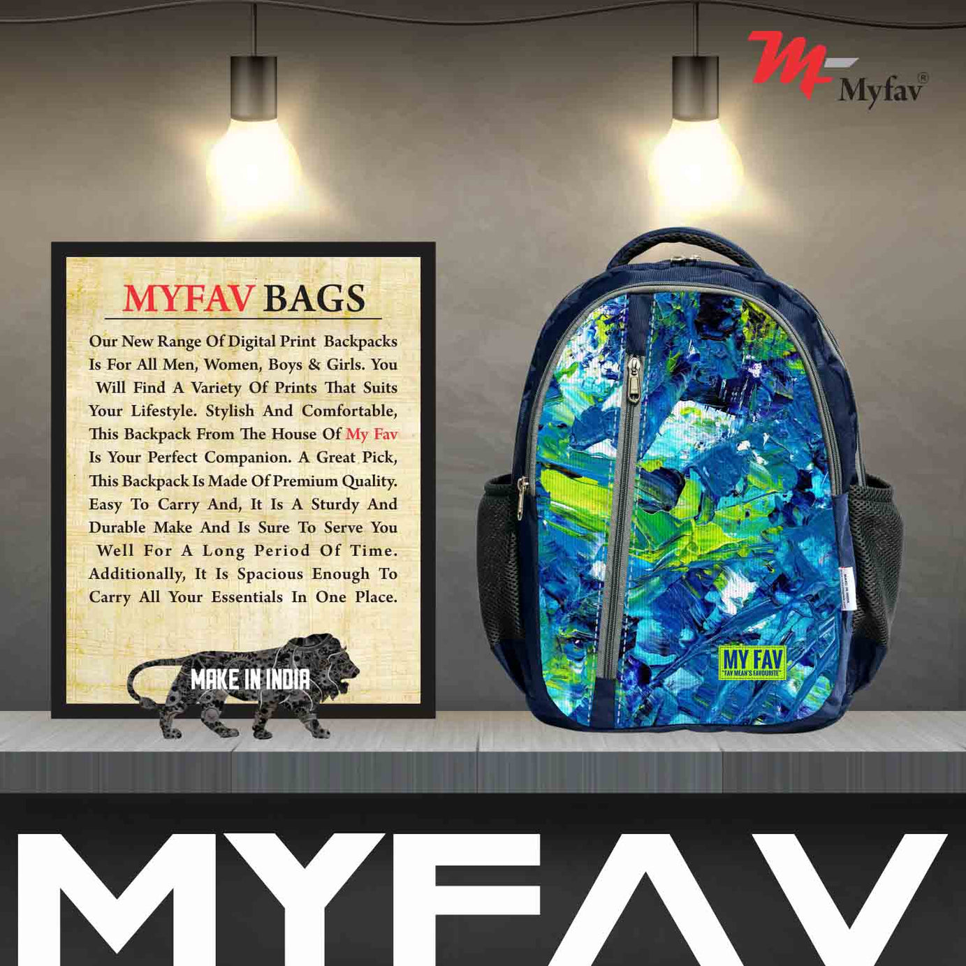 My Fav Art Print Laptop Backpack For Men Women / School Bag For Boys Girls