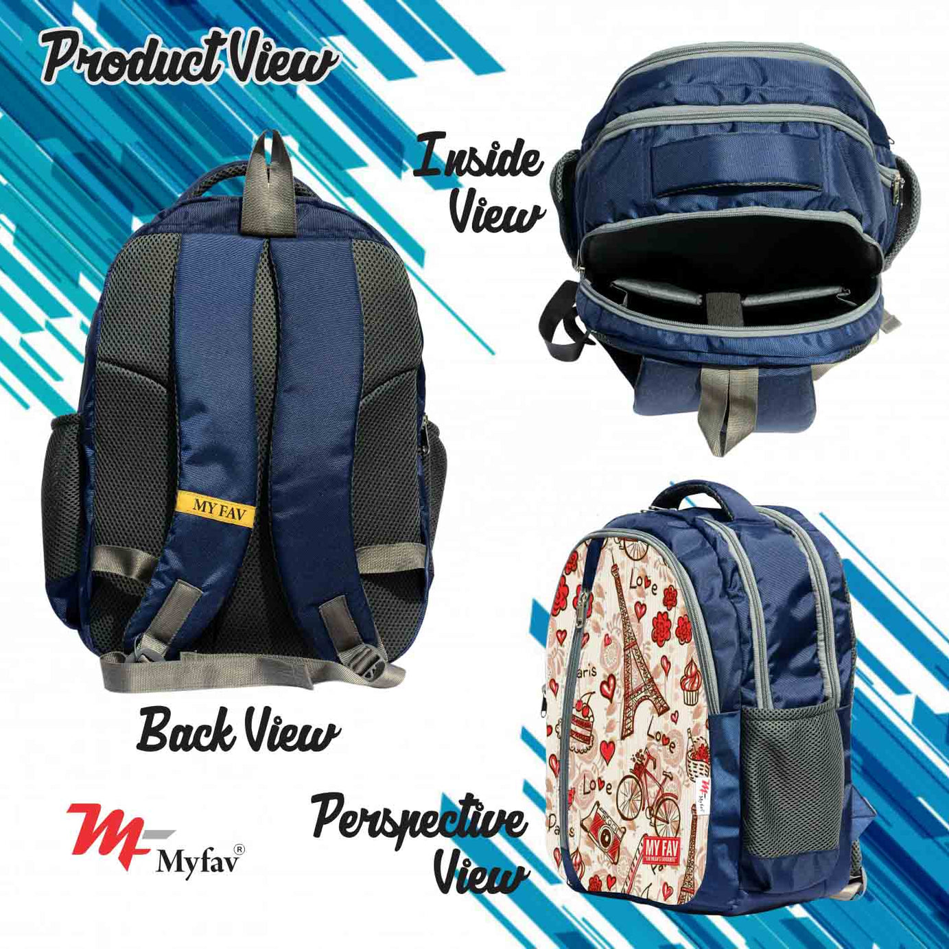 My Fav Paris Print Laptop Backpack For Men Women / School Bag For Boys Girls