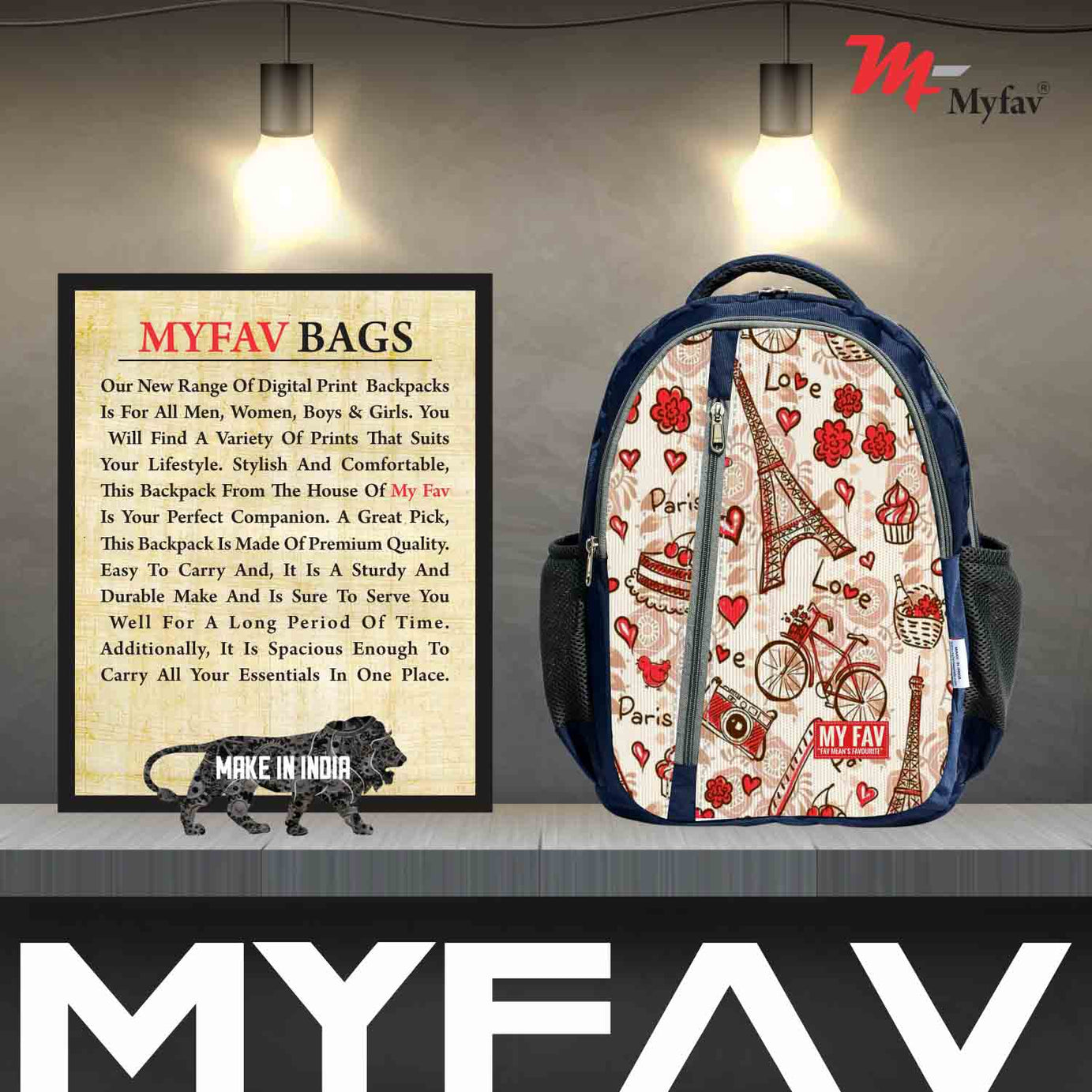 My Fav Paris Print Laptop Backpack For Men Women / School Bag For Boys Girls