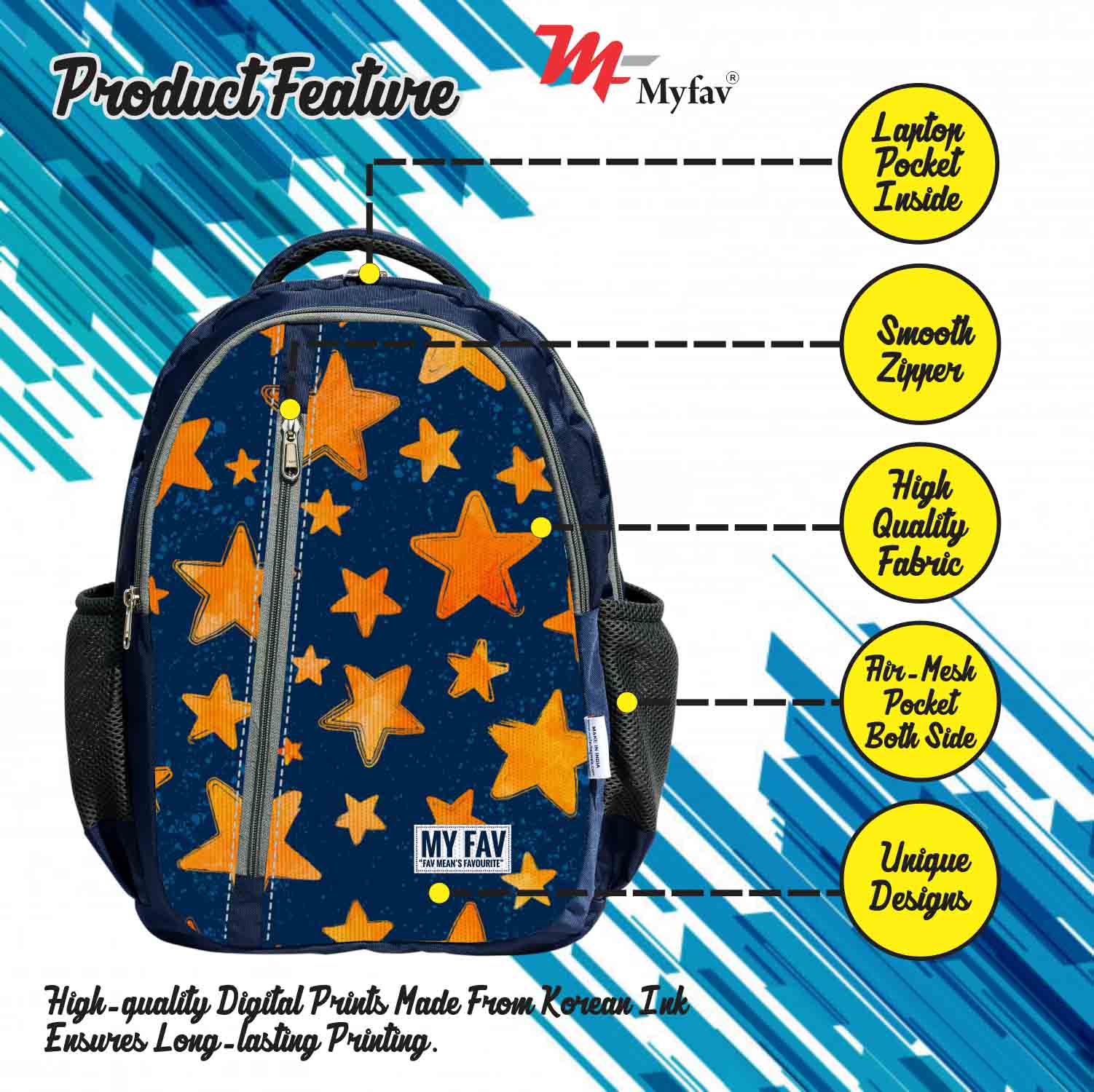 My Fav Stars Print Laptop Backpack For Men Women / School Bag For Boys Girls