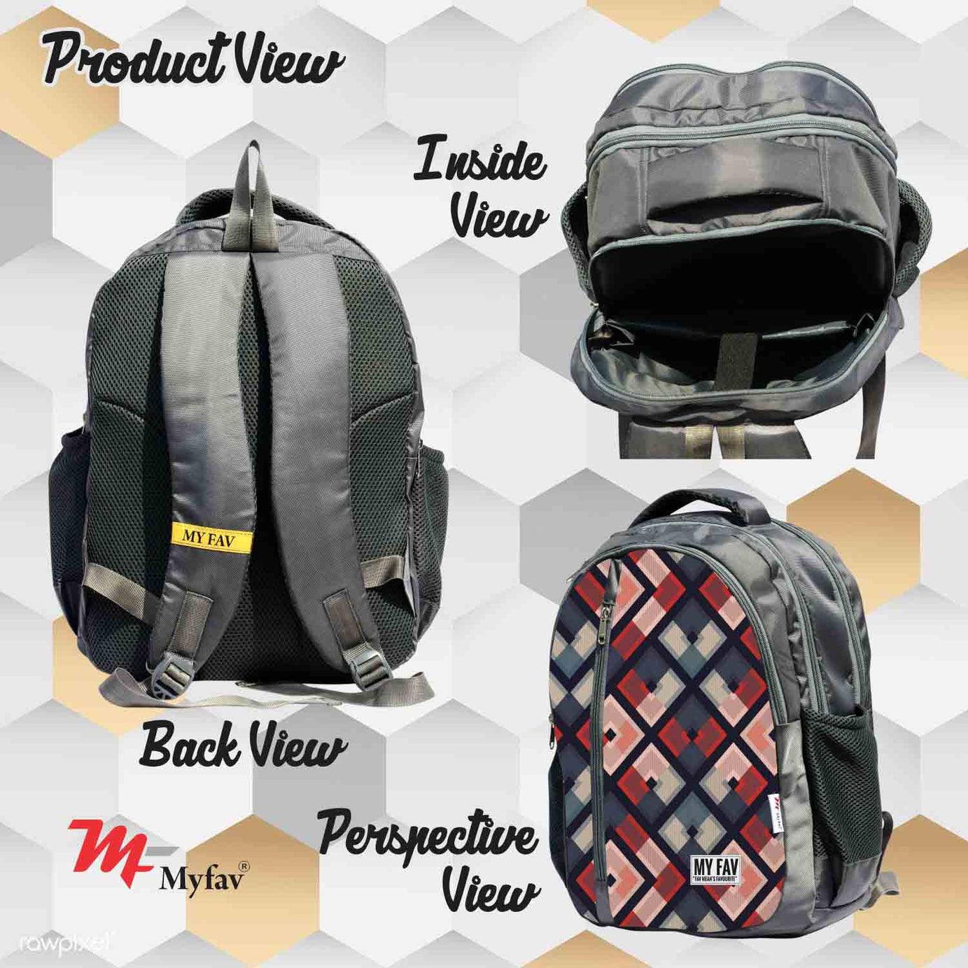 My Fav Ikkat Print Laptop Backpack For Men Women / School Bag For Boys Girls