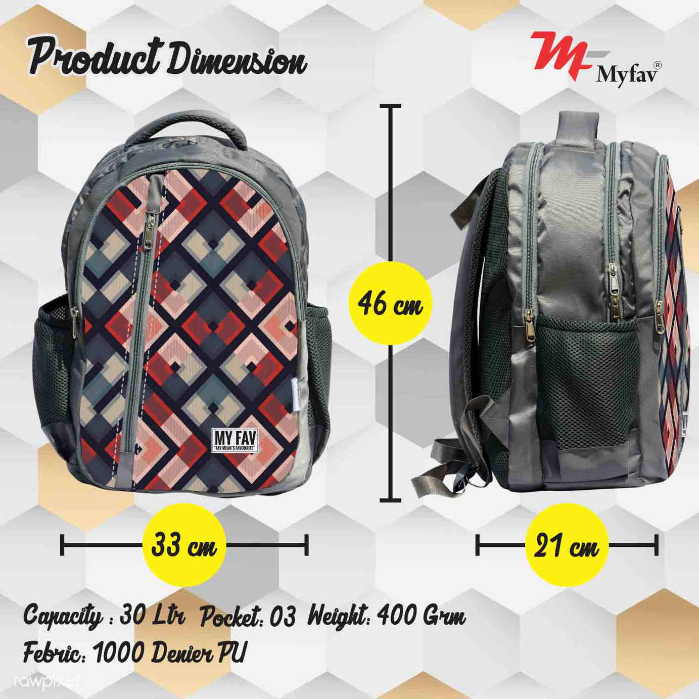 My Fav Ikkat Print Laptop Backpack For Men Women / School Bag For Boys Girls