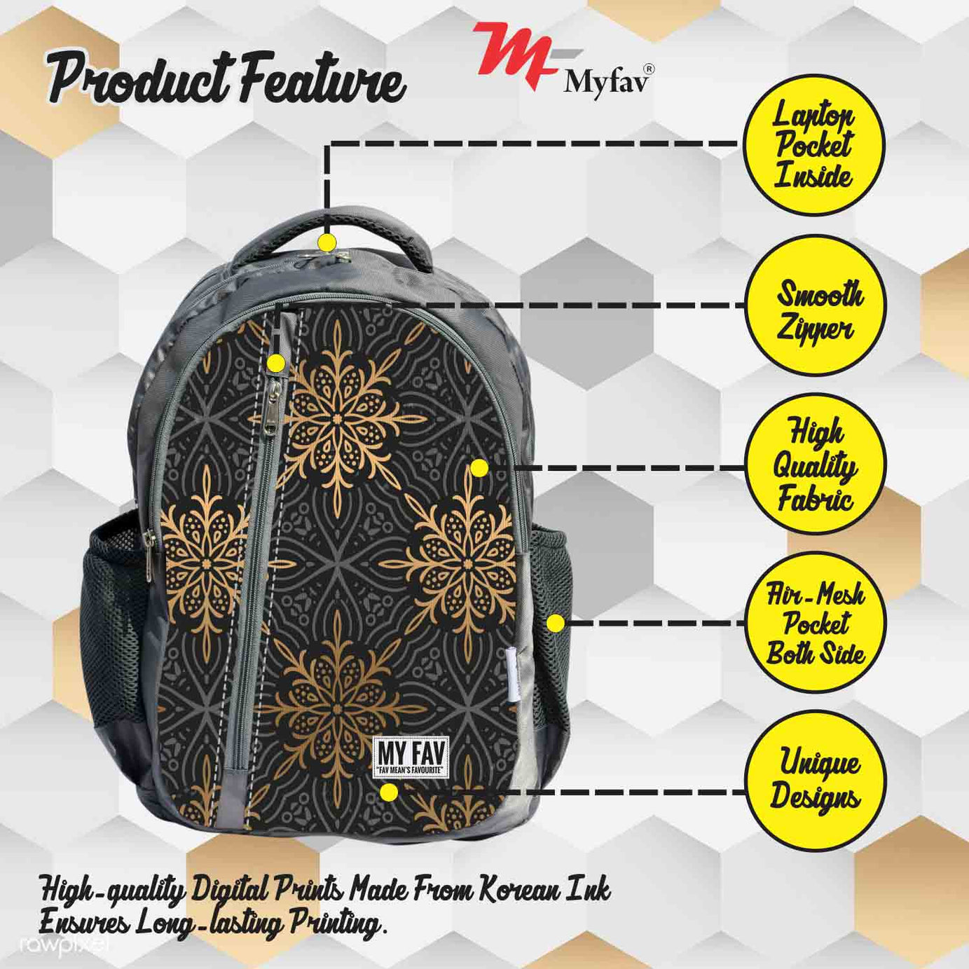 My Fav Dark Printed Laptop Backpack For Men Women / School Bag For Boys Girls