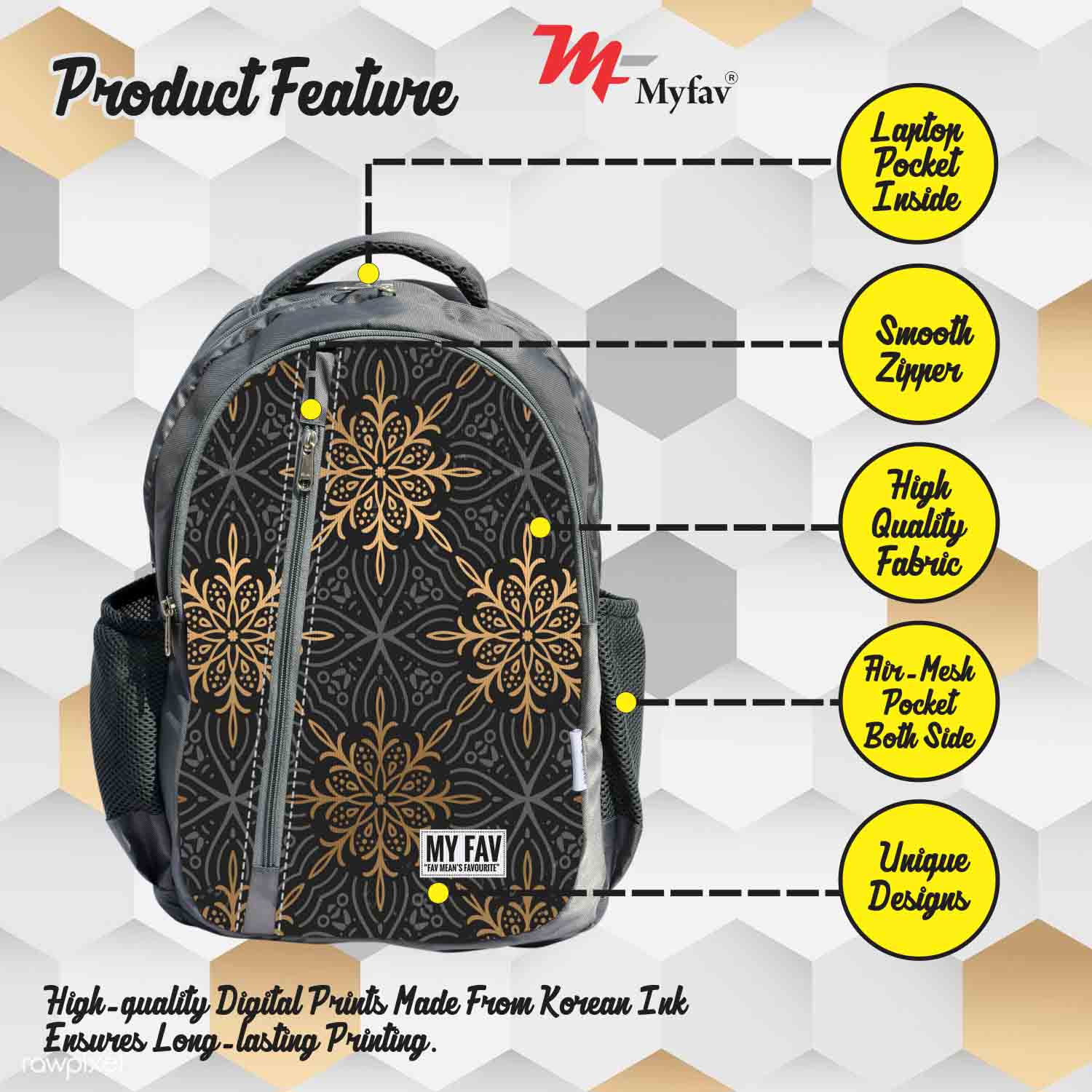 My Fav Dark Printed Laptop Backpack For Men Women / School Bag For Boys Girls