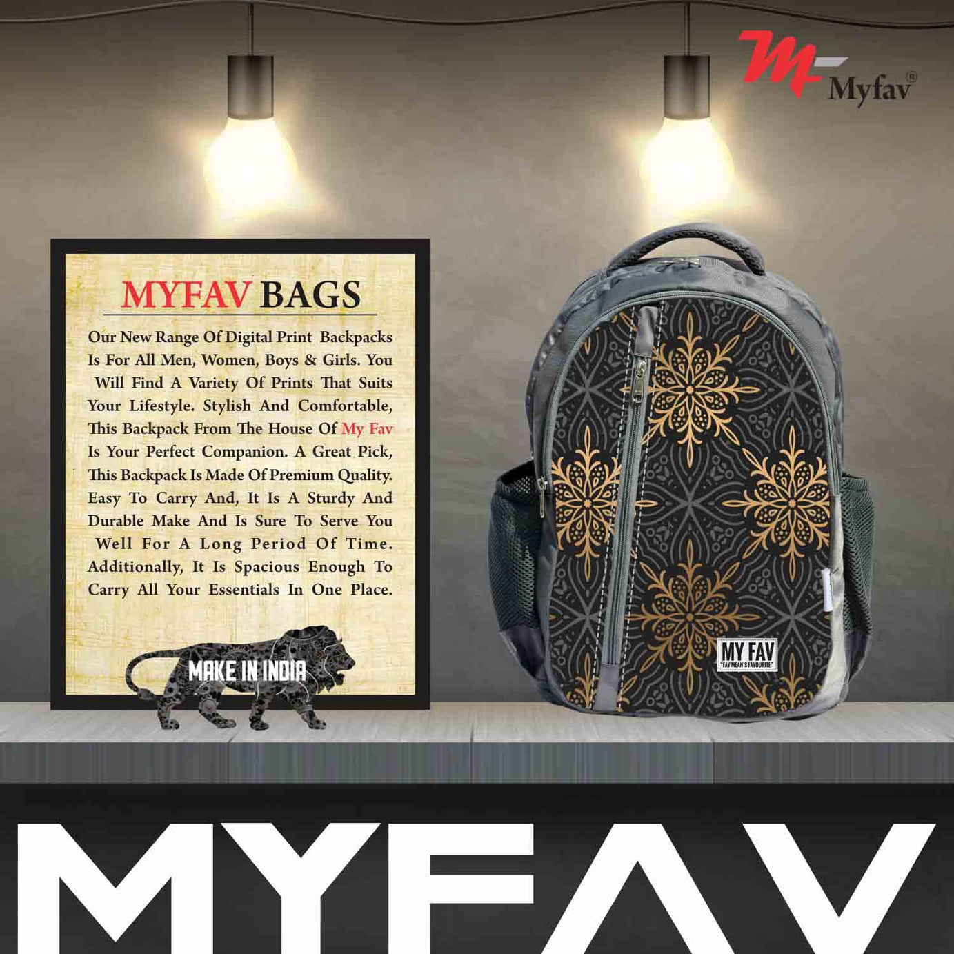 My Fav Dark Printed Laptop Backpack For Men Women / School Bag For Boys Girls