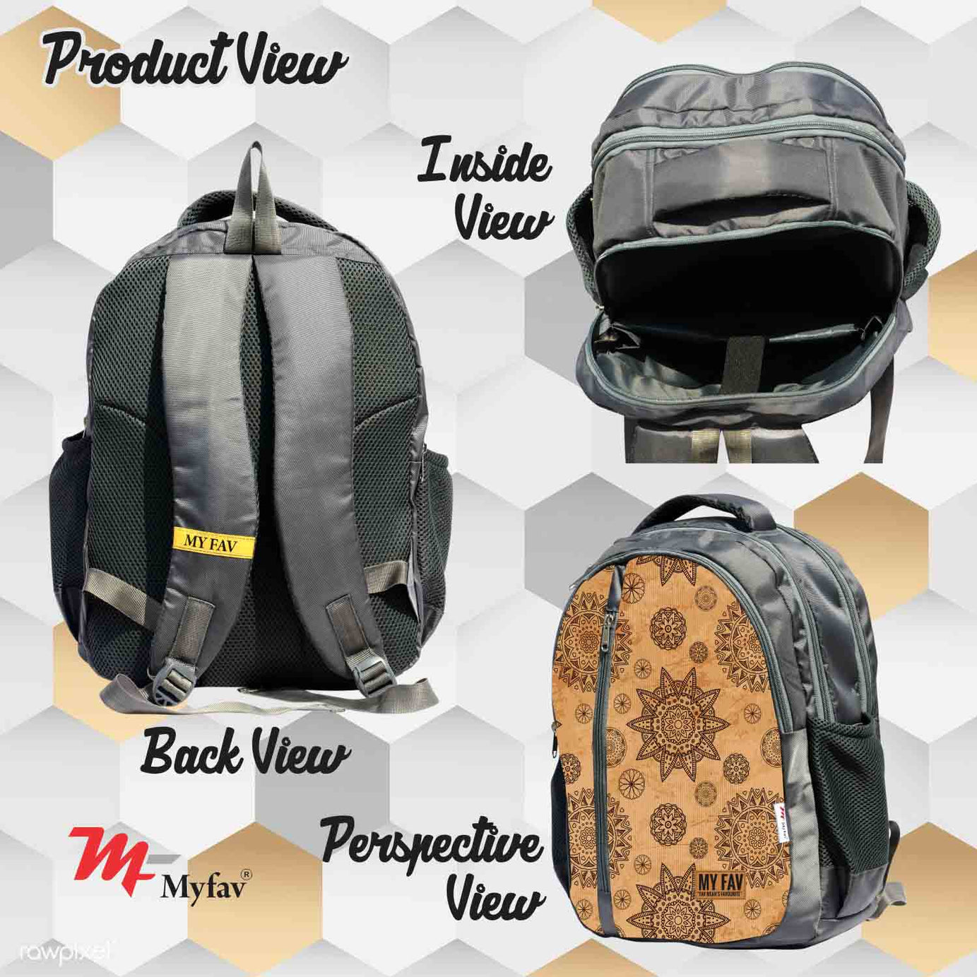 My Fav Rangoli Printed Laptop Backpack For Men Women / School Bag For Boys Girls