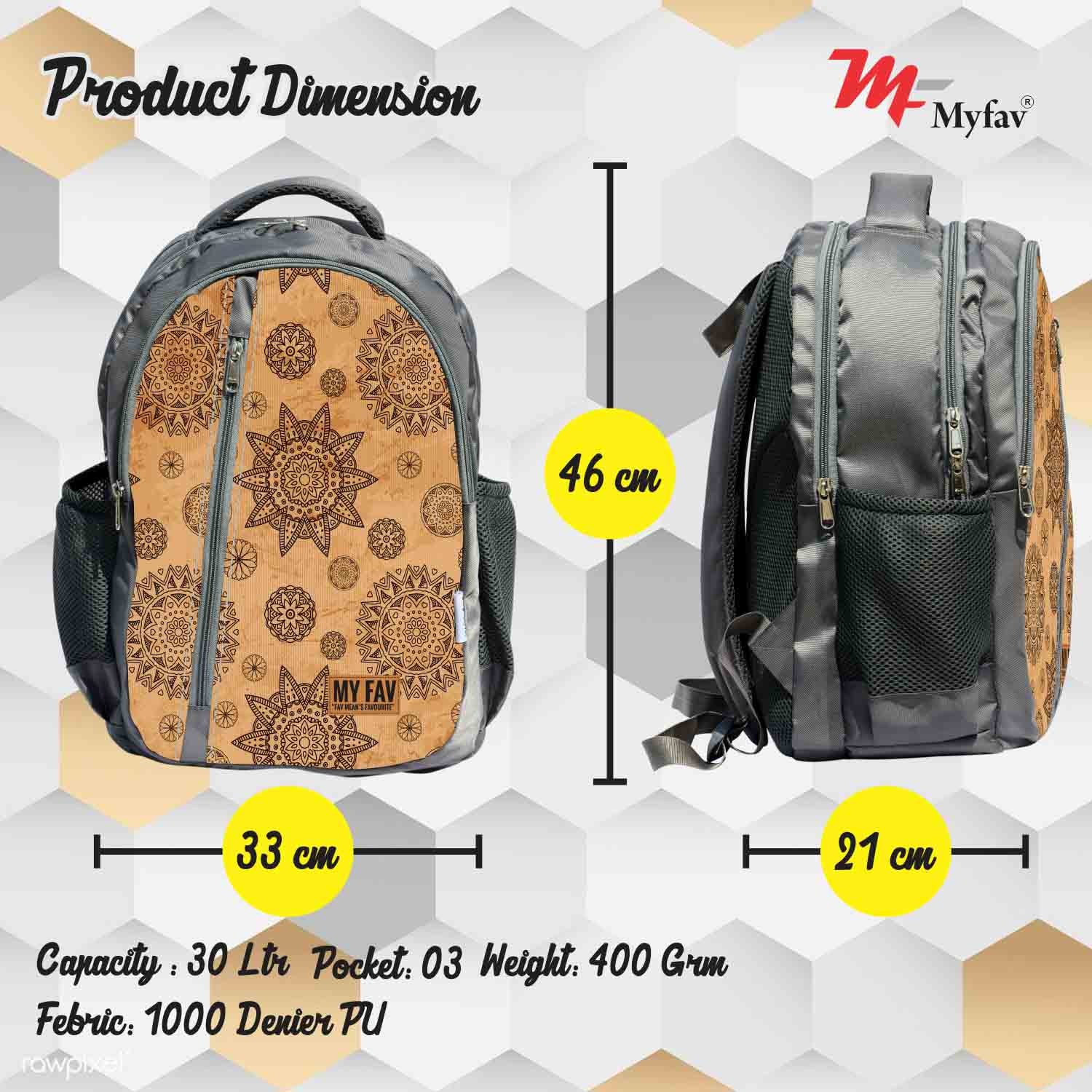 My Fav Rangoli Printed Laptop Backpack For Men Women / School Bag For Boys Girls