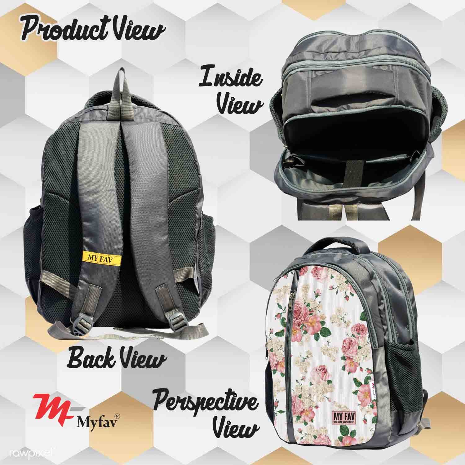 My Fav Floral Print Laptop Backpack For Men Women / School Bag For Boys Girls