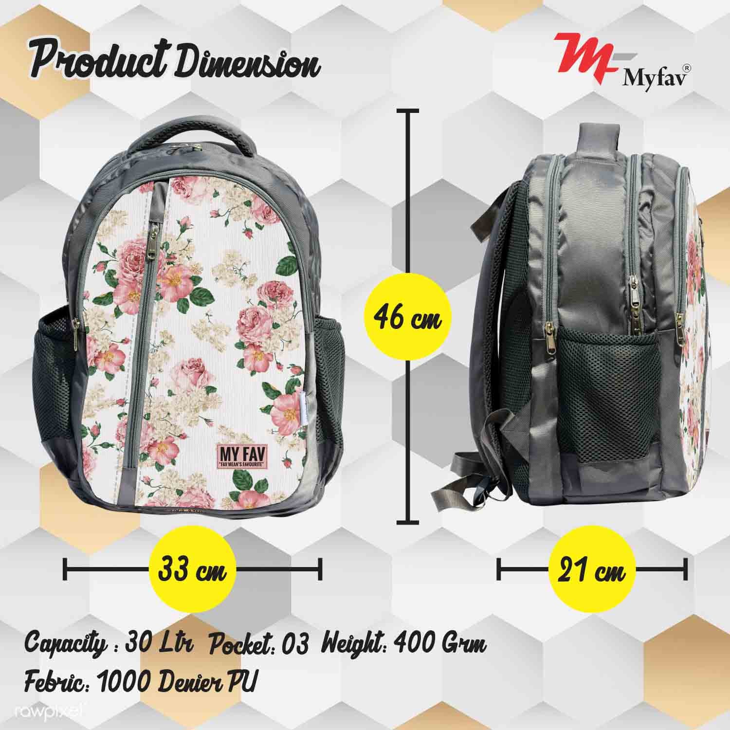 My Fav Floral Print Laptop Backpack For Men Women / School Bag For Boys Girls