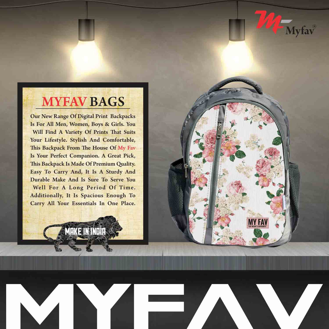 My Fav Floral Print Laptop Backpack For Men Women / School Bag For Boys Girls