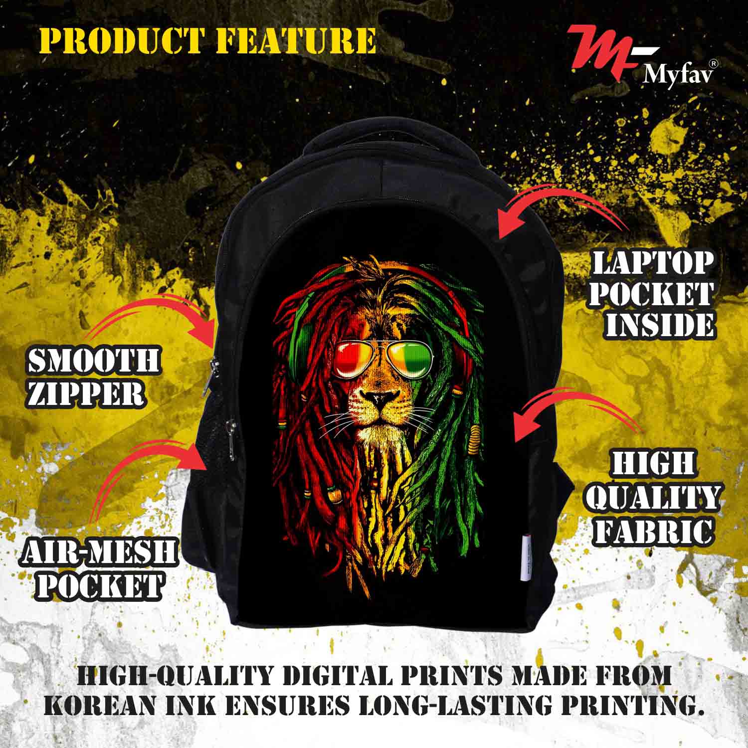 My Fav Tiger Print Laptop Backpack For Men Women / School Bag For Boys Girls