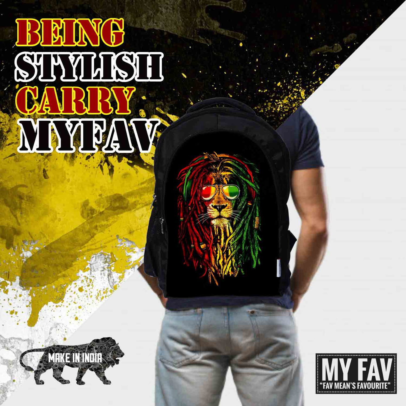 My Fav Tiger Print Laptop Backpack For Men Women / School Bag For Boys Girls