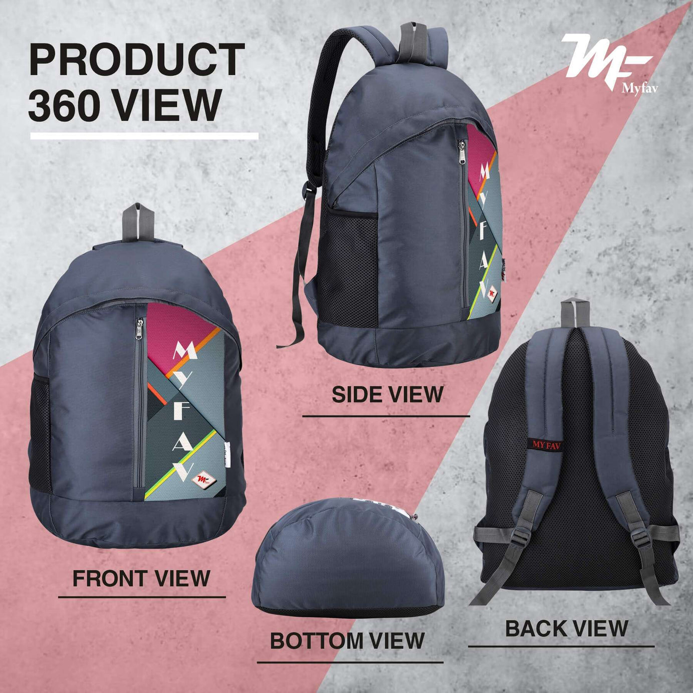 My Fav 21 L Grey Laptop Backpack for Men Women / College Bag for Boys Girls / Office Bag