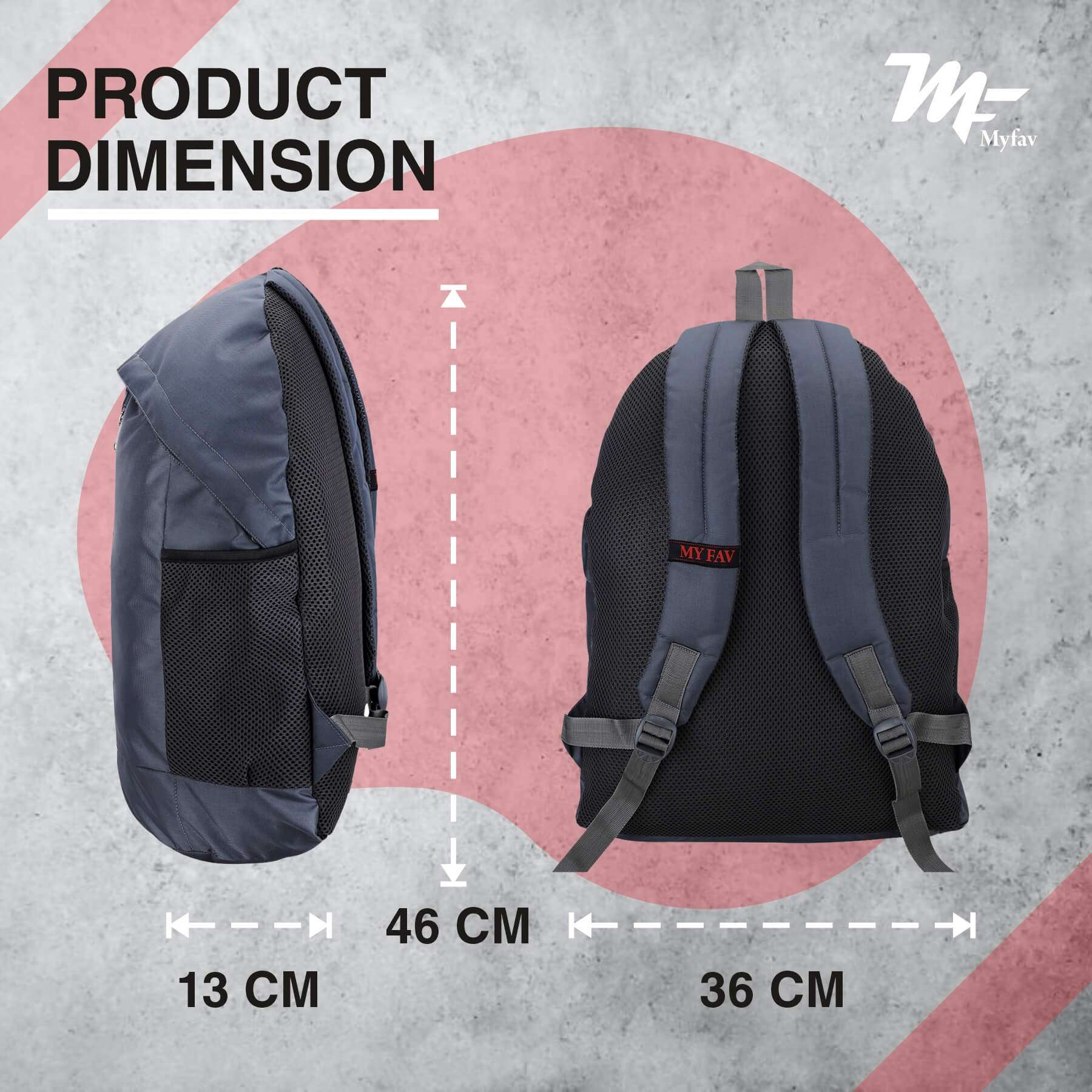 My Fav 21 L Grey Laptop Backpack for Men Women / College Bag for Boys Girls / Office Bag