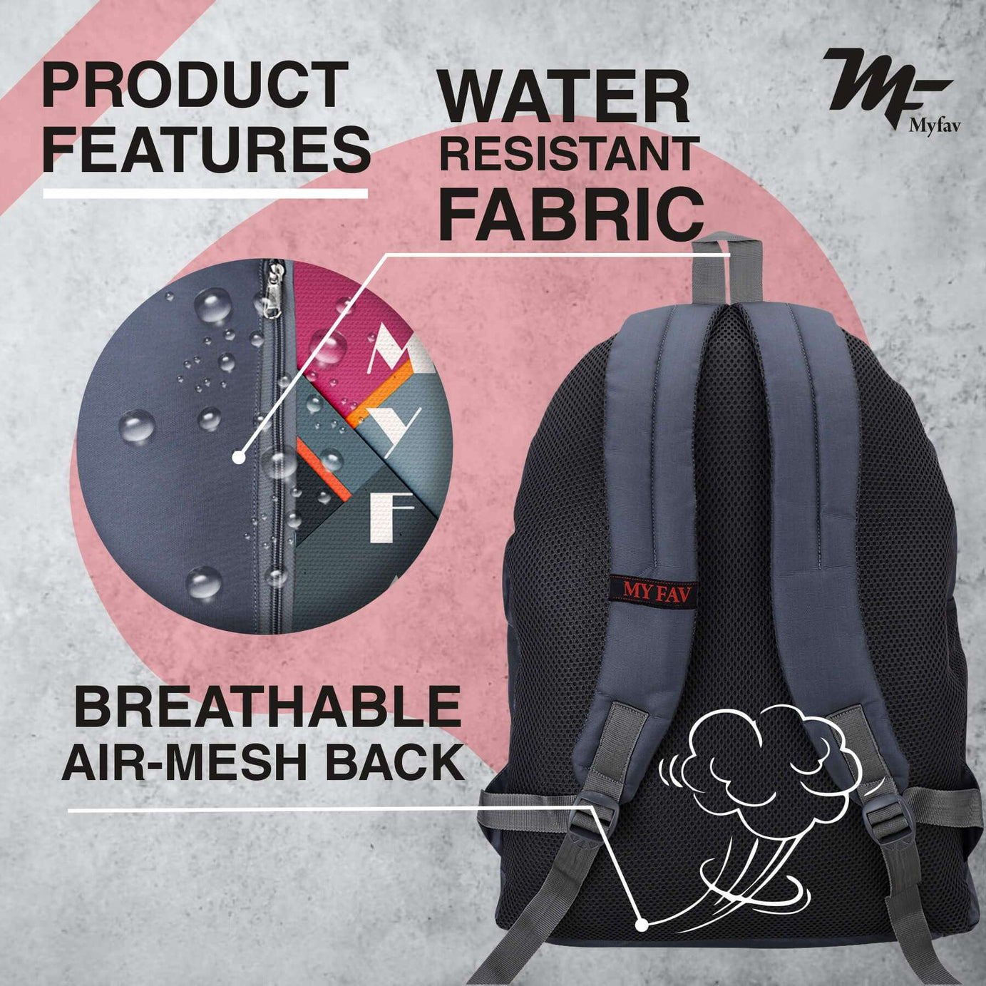 My Fav 21 L Grey Laptop Backpack for Men Women / College Bag for Boys Girls / Office Bag