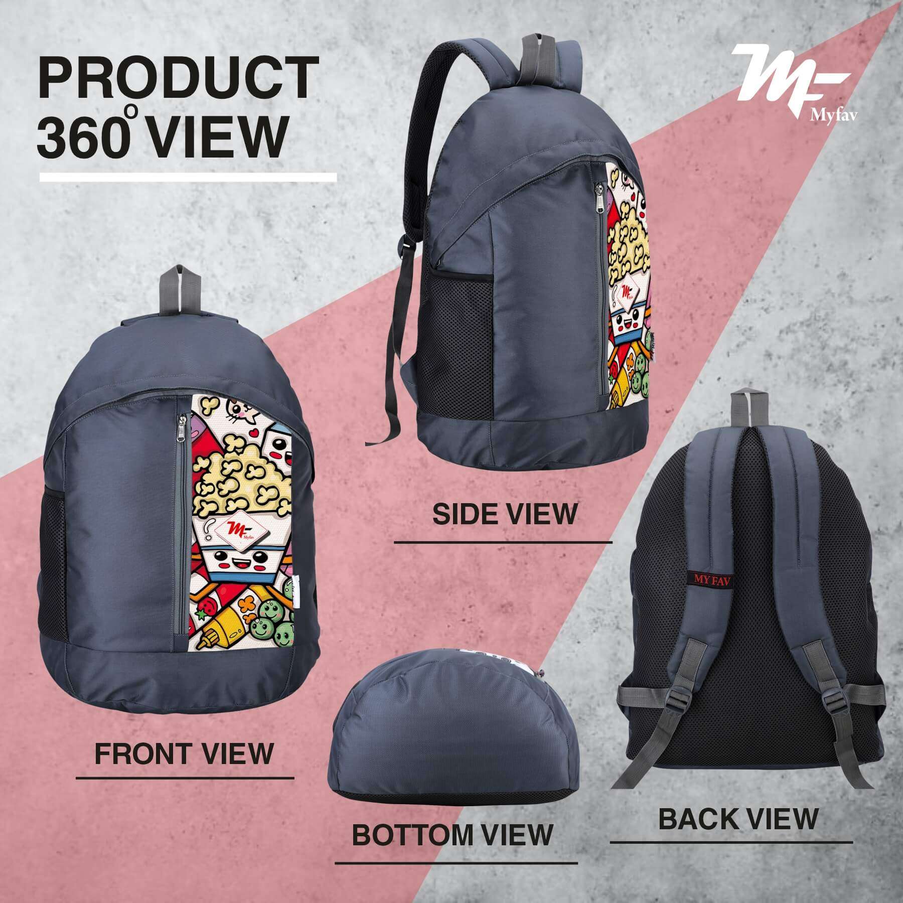 My Fav 21 L Grey Laptop Backpack for Men Women / College Bag for Boys Girls / Office Bag