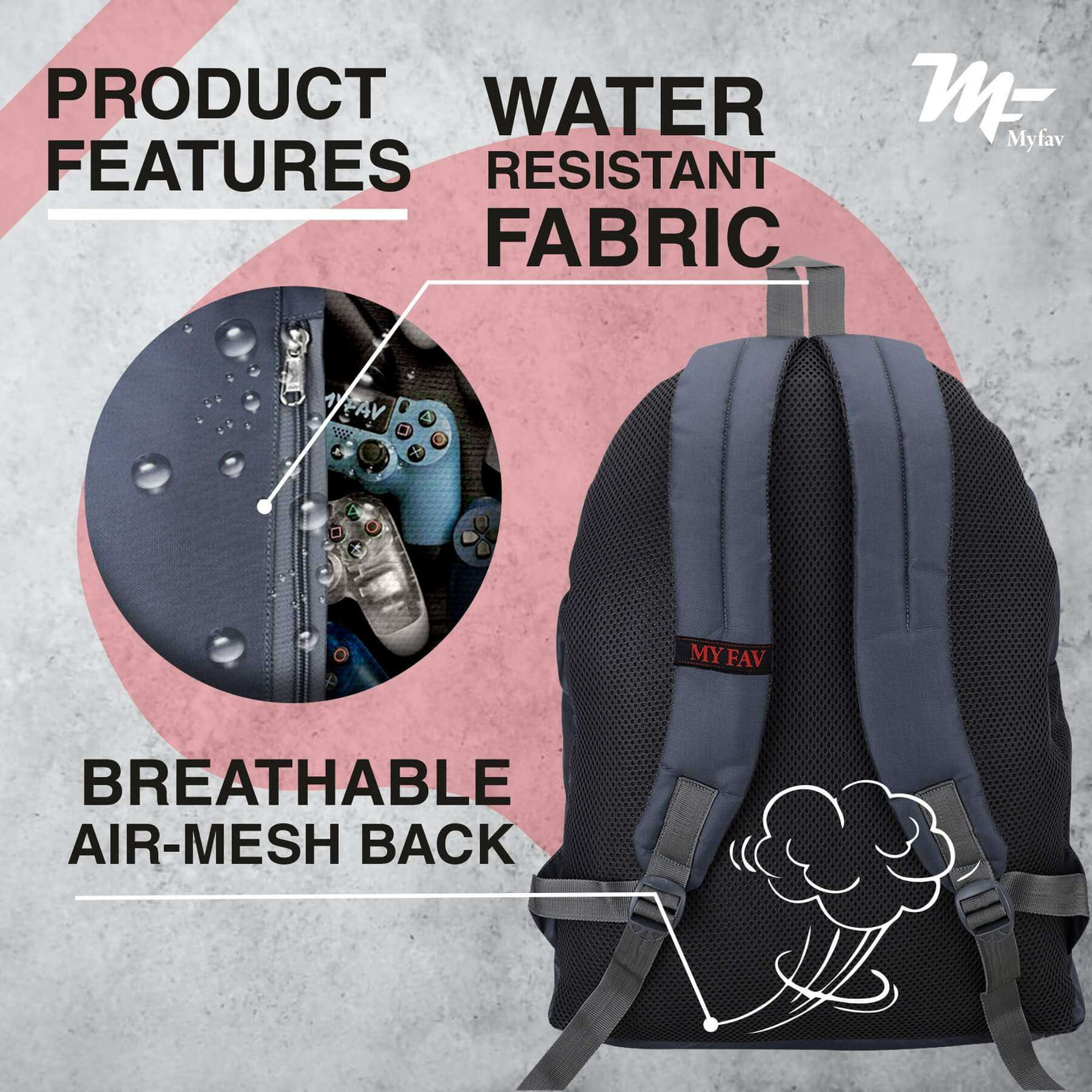 My Fav 21 L Grey Laptop Backpack for Men Women / College Bag for Boys Girls / Office Bag