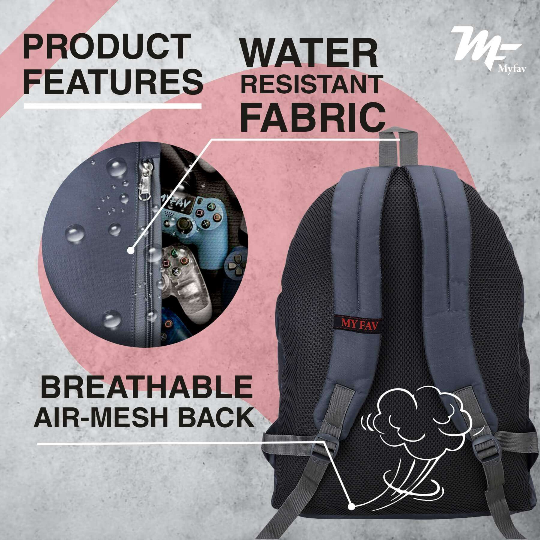 My Fav 21 L Grey Laptop Backpack for Men Women / College Bag for Boys Girls / Office Bag