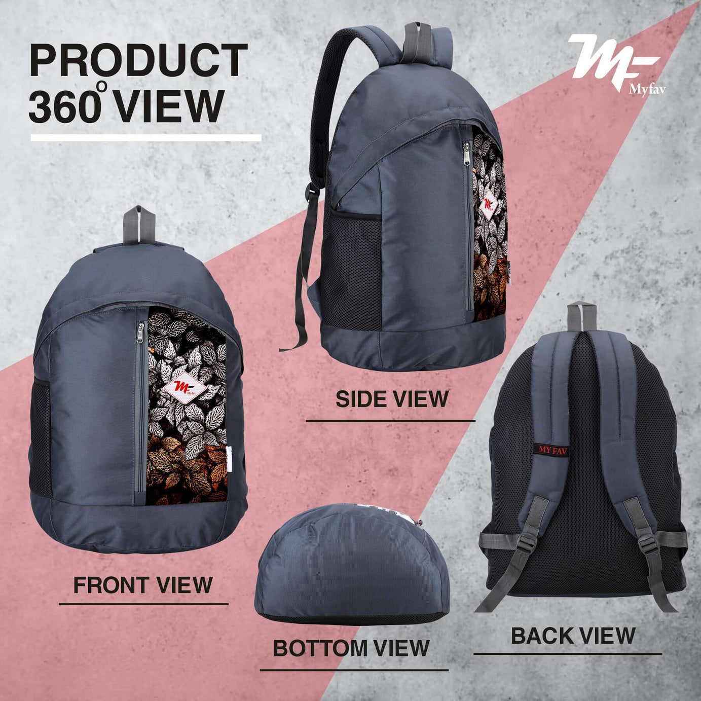 My Fav 21 L Grey Laptop Backpack for Men Women / College Bag for Boys Girls / Office Bag