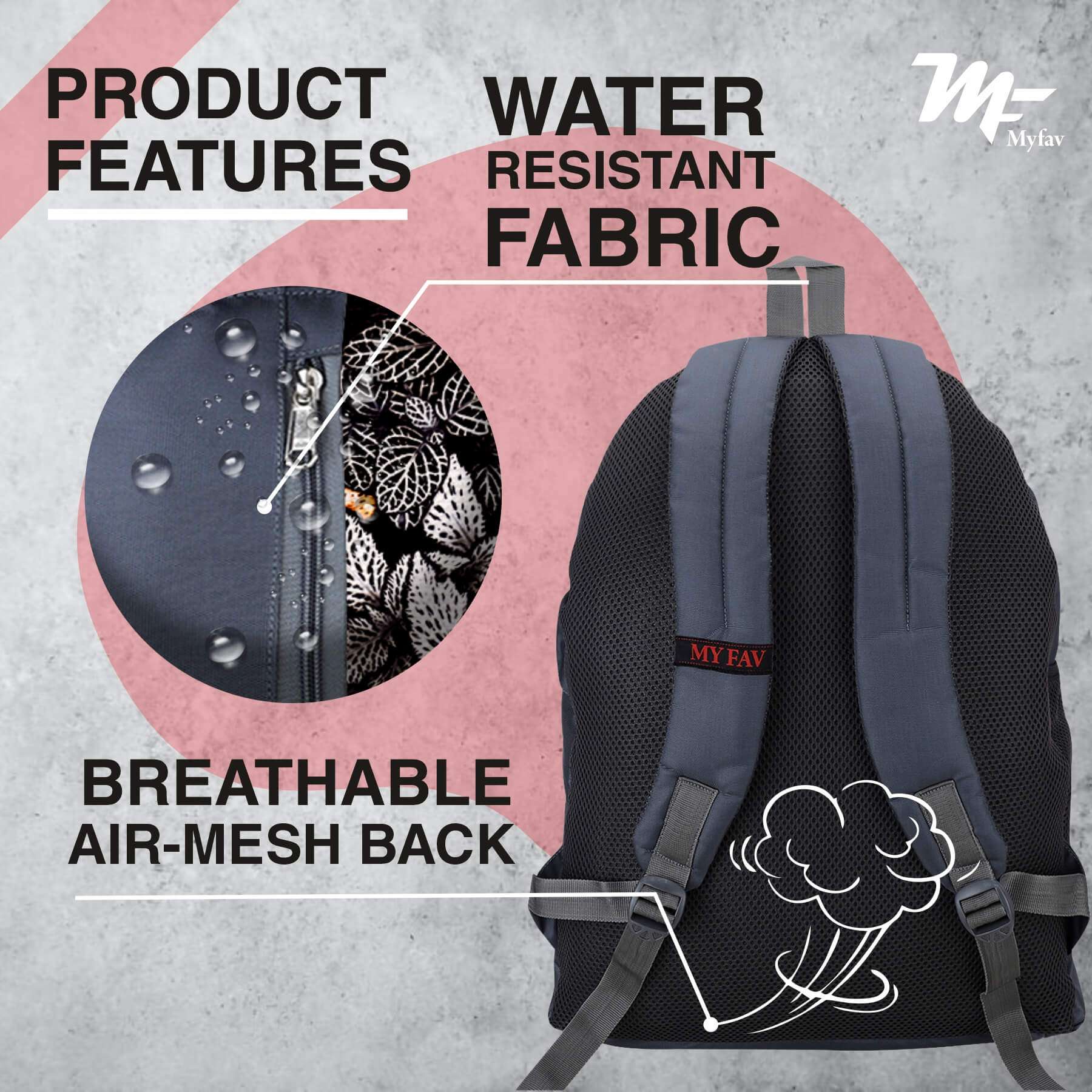 My Fav 21 L Grey Laptop Backpack for Men Women / College Bag for Boys Girls / Office Bag