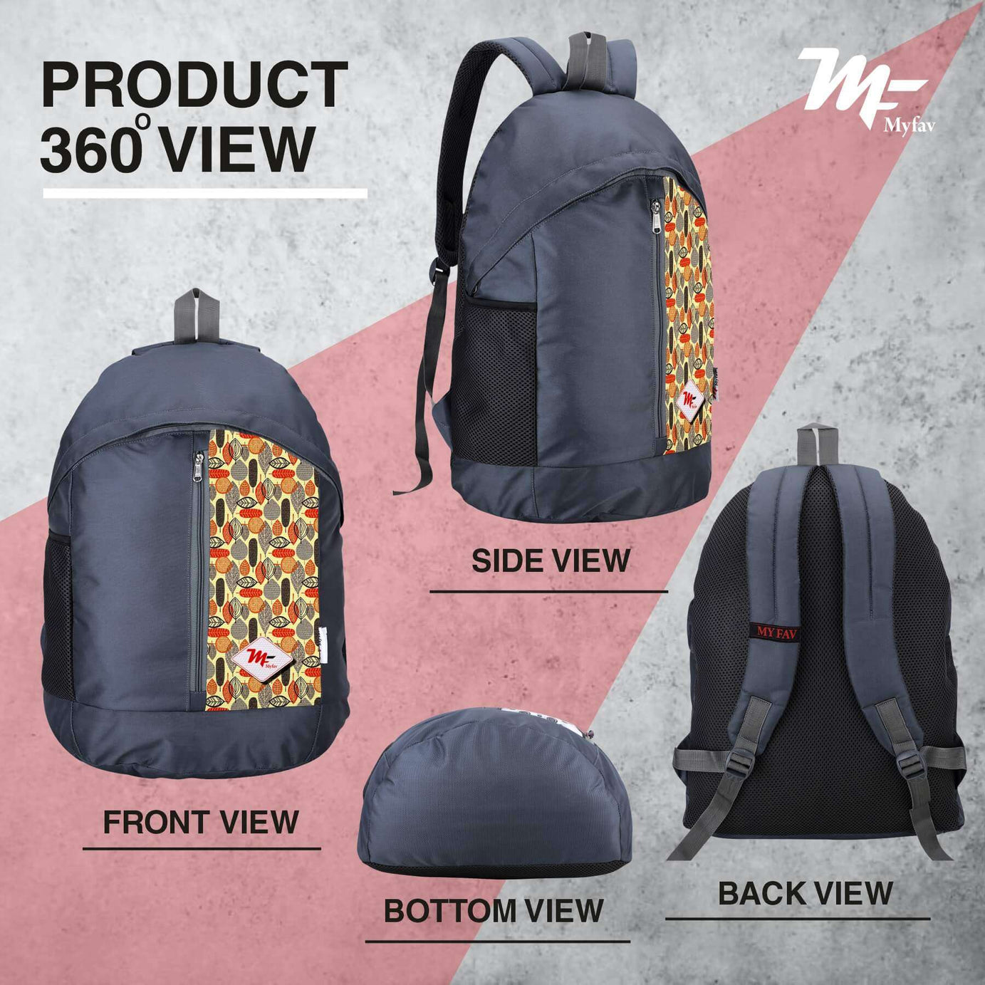 My Fav 21 L Grey Laptop Backpack for Men Women / College Bag for Boys Girls / Office Bag