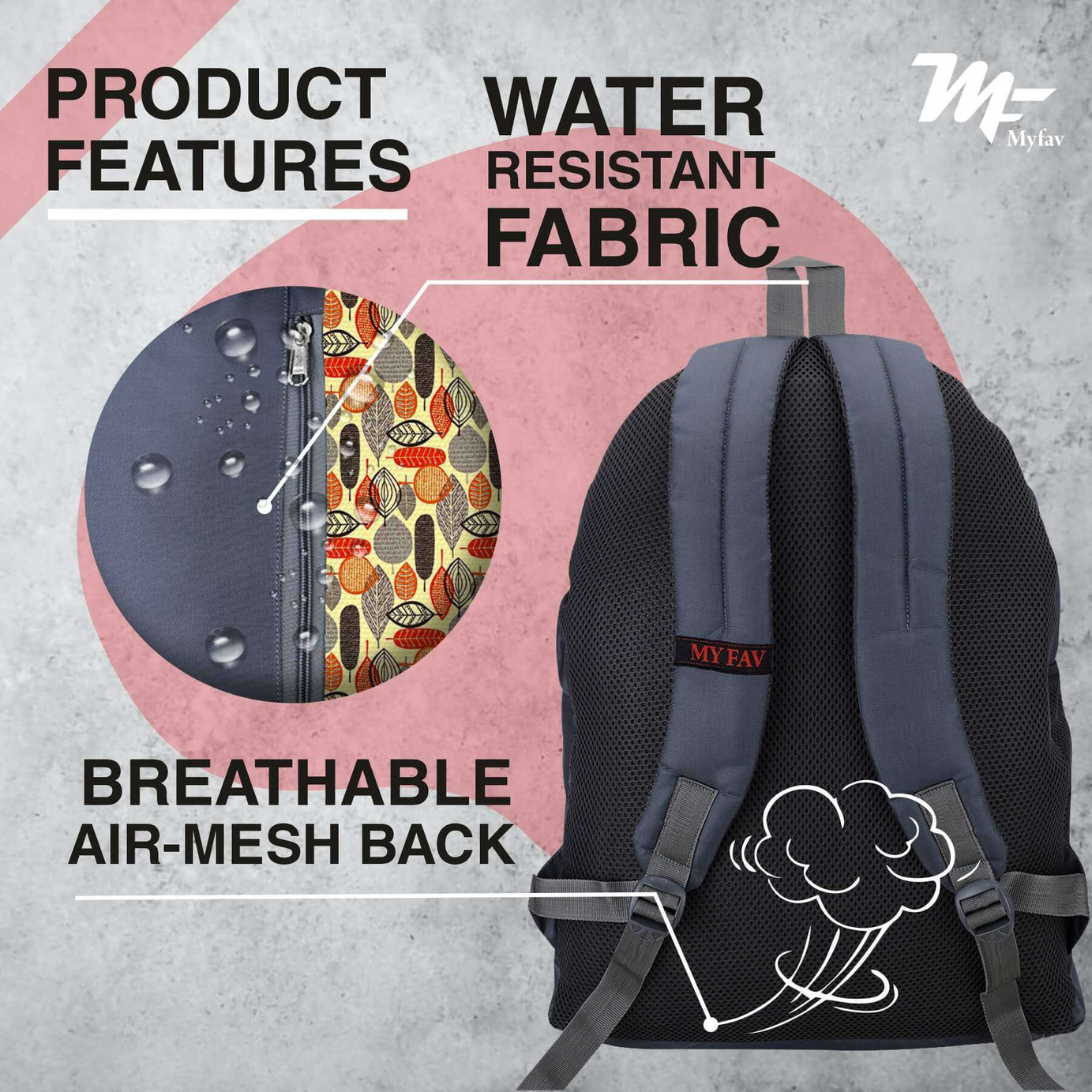 My Fav 21 L Grey Laptop Backpack for Men Women / College Bag for Boys Girls / Office Bag