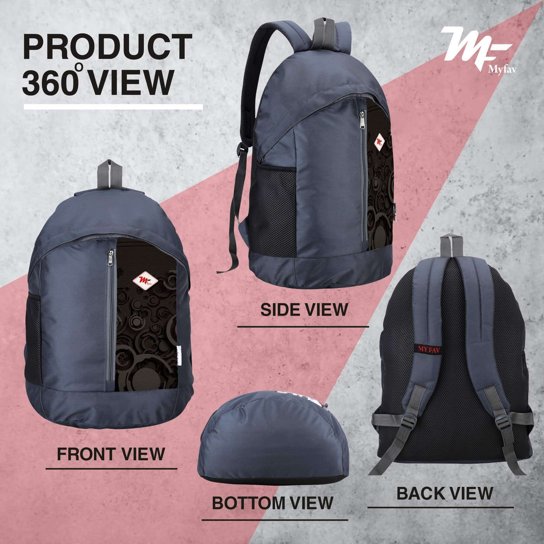 My Fav 21 L Grey Laptop Backpack for Men Women / College Bag for Boys Girls / Office Bag