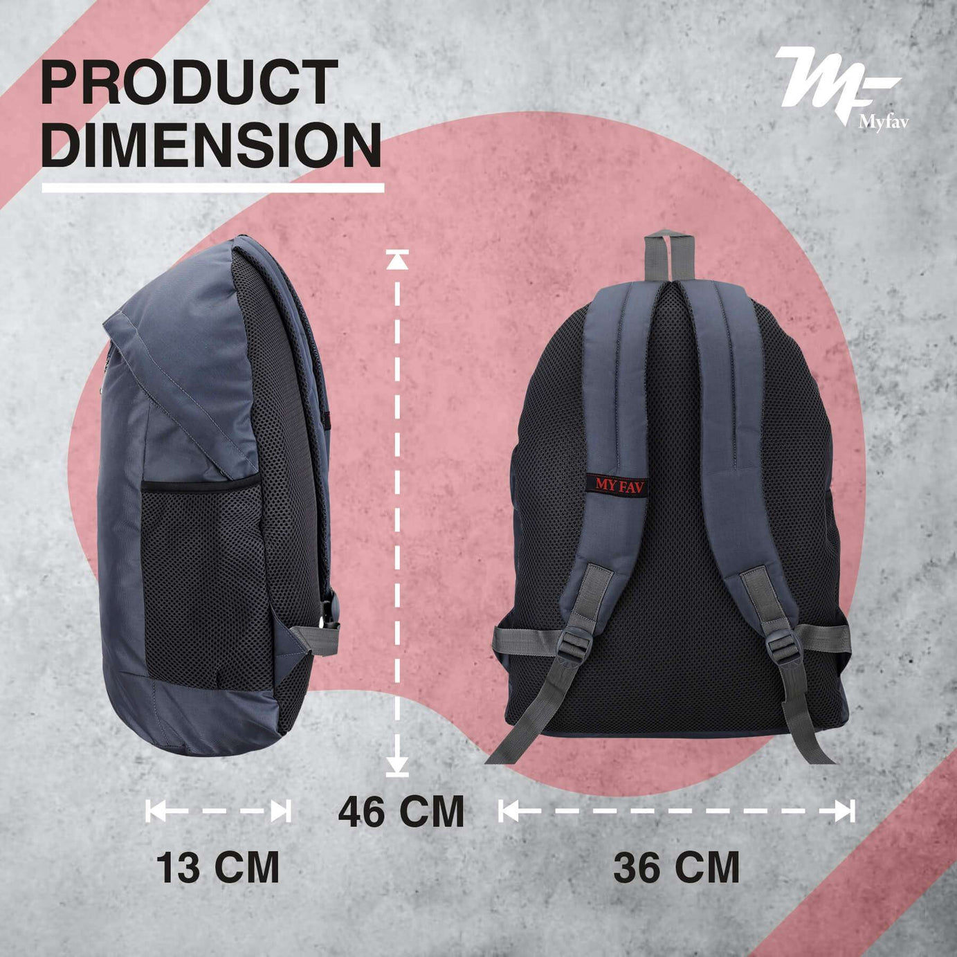 My Fav 21 L Grey Laptop Backpack for Men Women / College Bag for Boys Girls / Office Bag