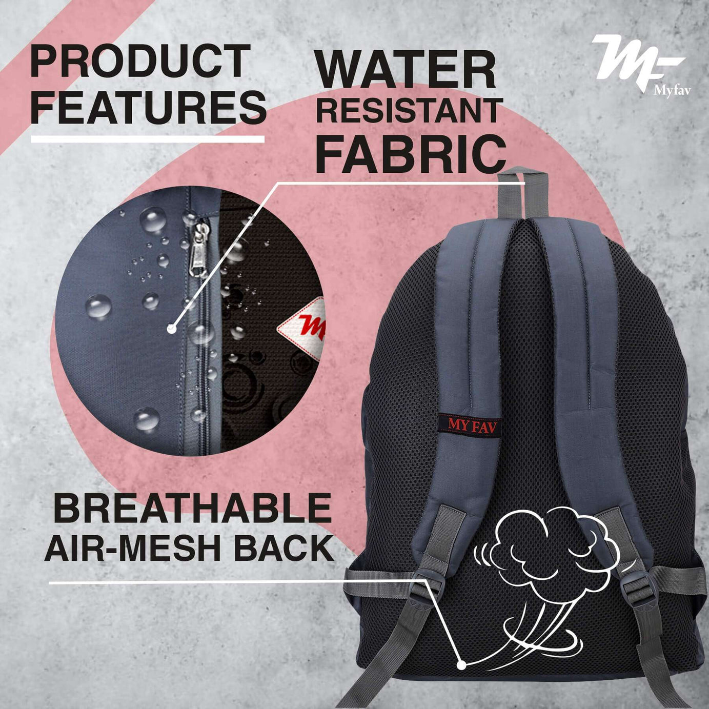 My Fav 21 L Grey Laptop Backpack for Men Women / College Bag for Boys Girls / Office Bag