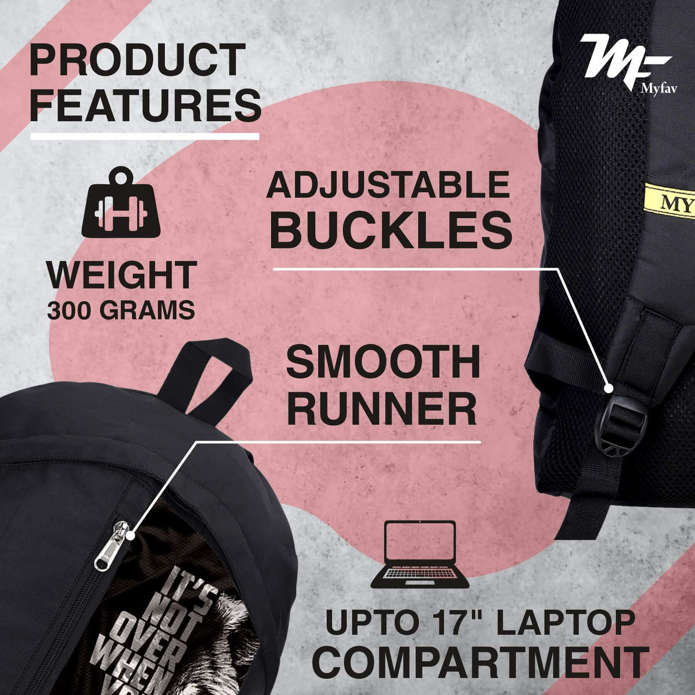 My Fav 21 L Black Laptop Backpack for Men Women / College Bag for Boys Girls / Office Bag