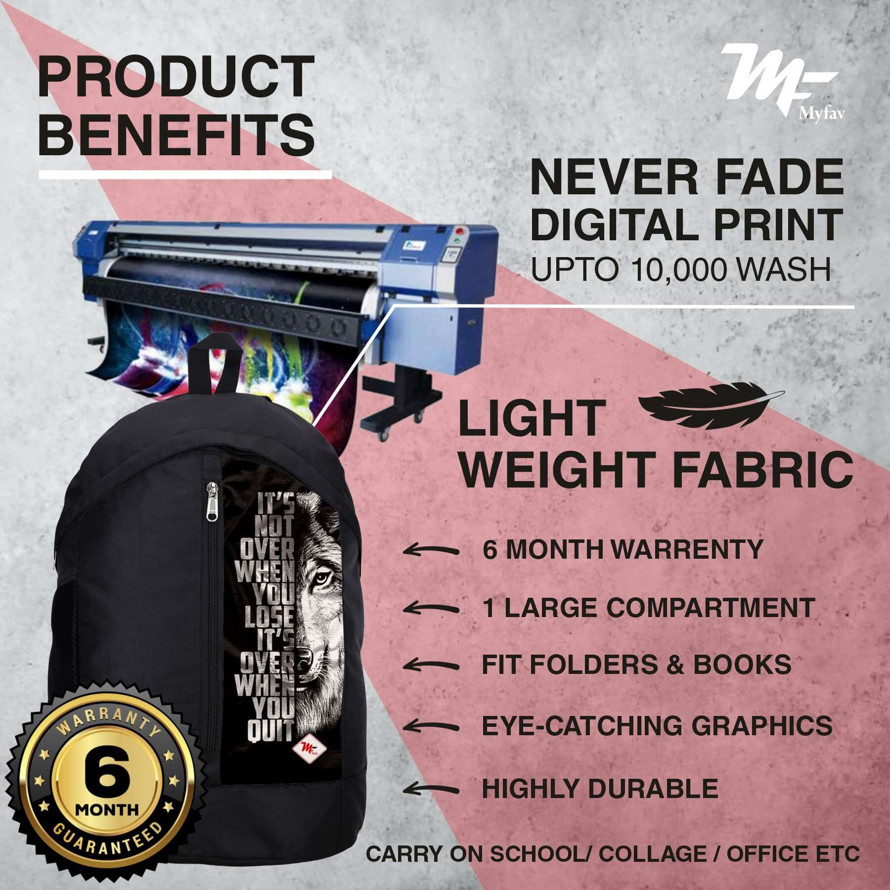 My Fav 21 L Black Laptop Backpack for Men Women / College Bag for Boys Girls / Office Bag