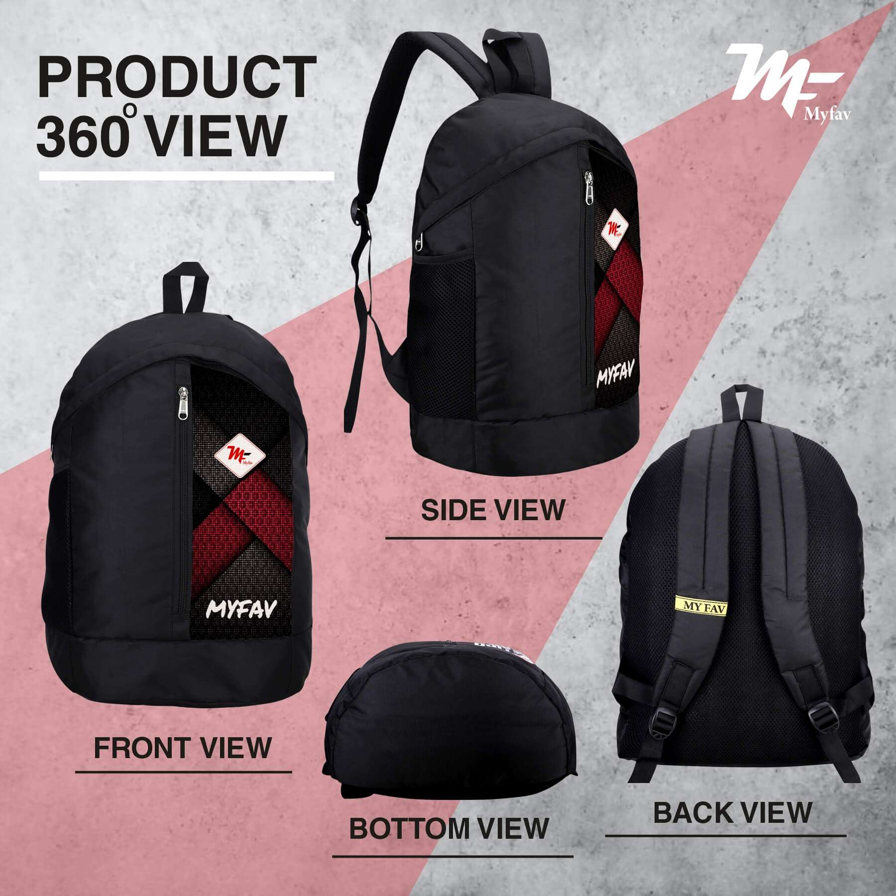 My Fav 21 L Black Laptop Backpack for Men Women / College Bag for Boys Girls / Office Bag