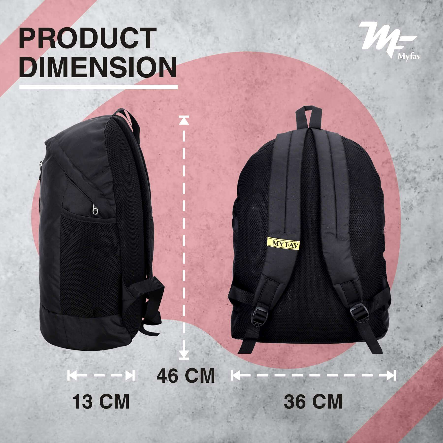 My Fav 21 L Black Laptop Backpack for Men Women / College Bag for Boys Girls / Office Bag