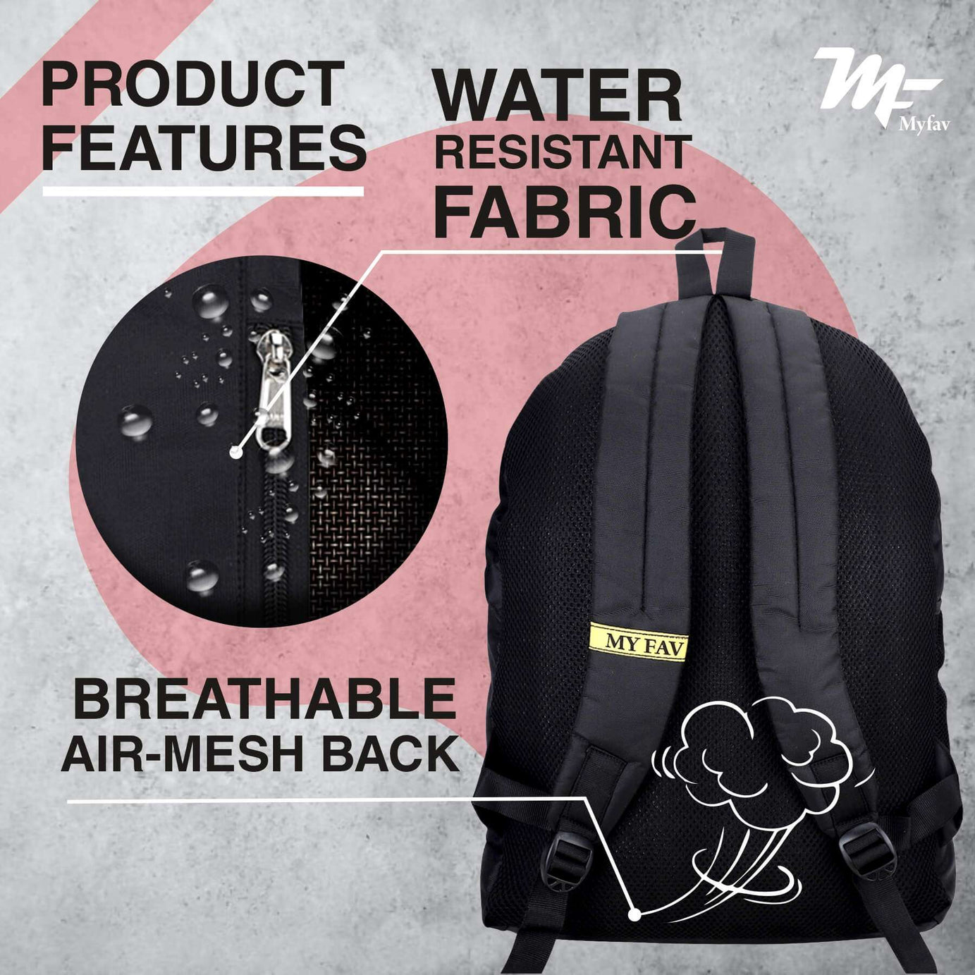 My Fav 21 L Black Laptop Backpack for Men Women / College Bag for Boys Girls / Office Bag