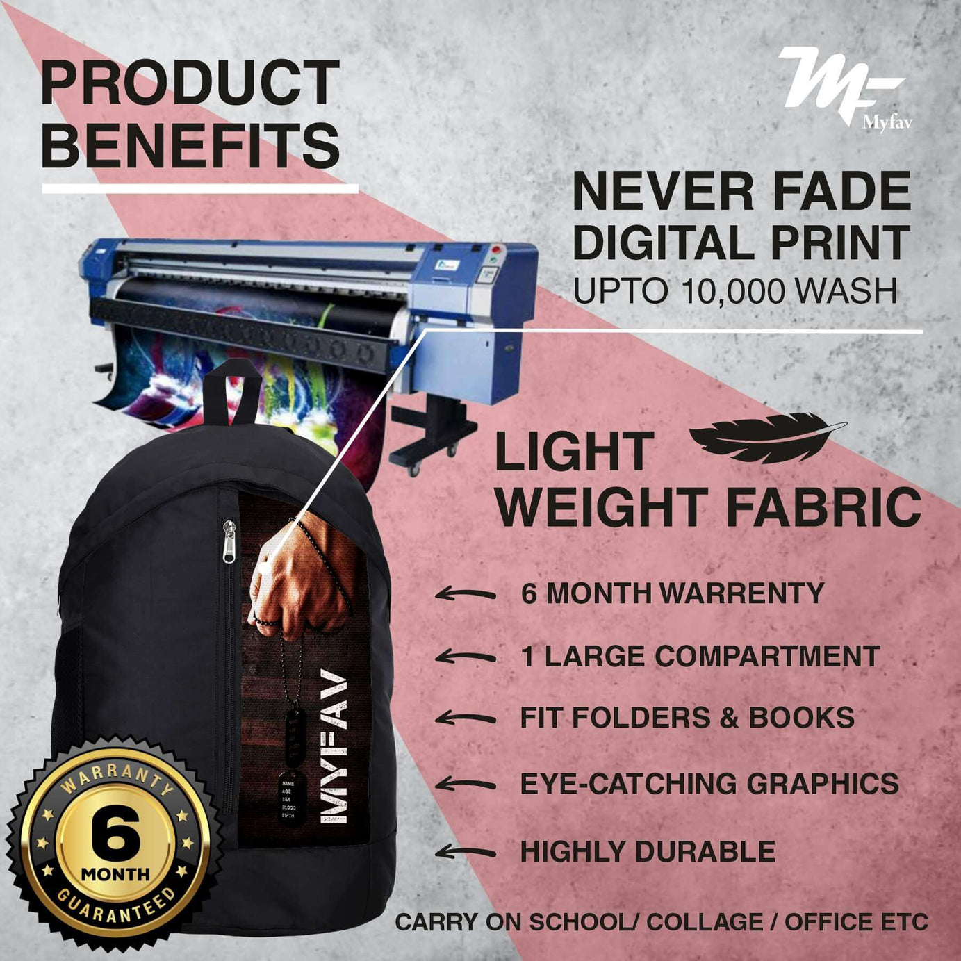 My Fav 21 L Black Laptop Backpack for Men Women / College Bag for Boys Girls / Office Bag