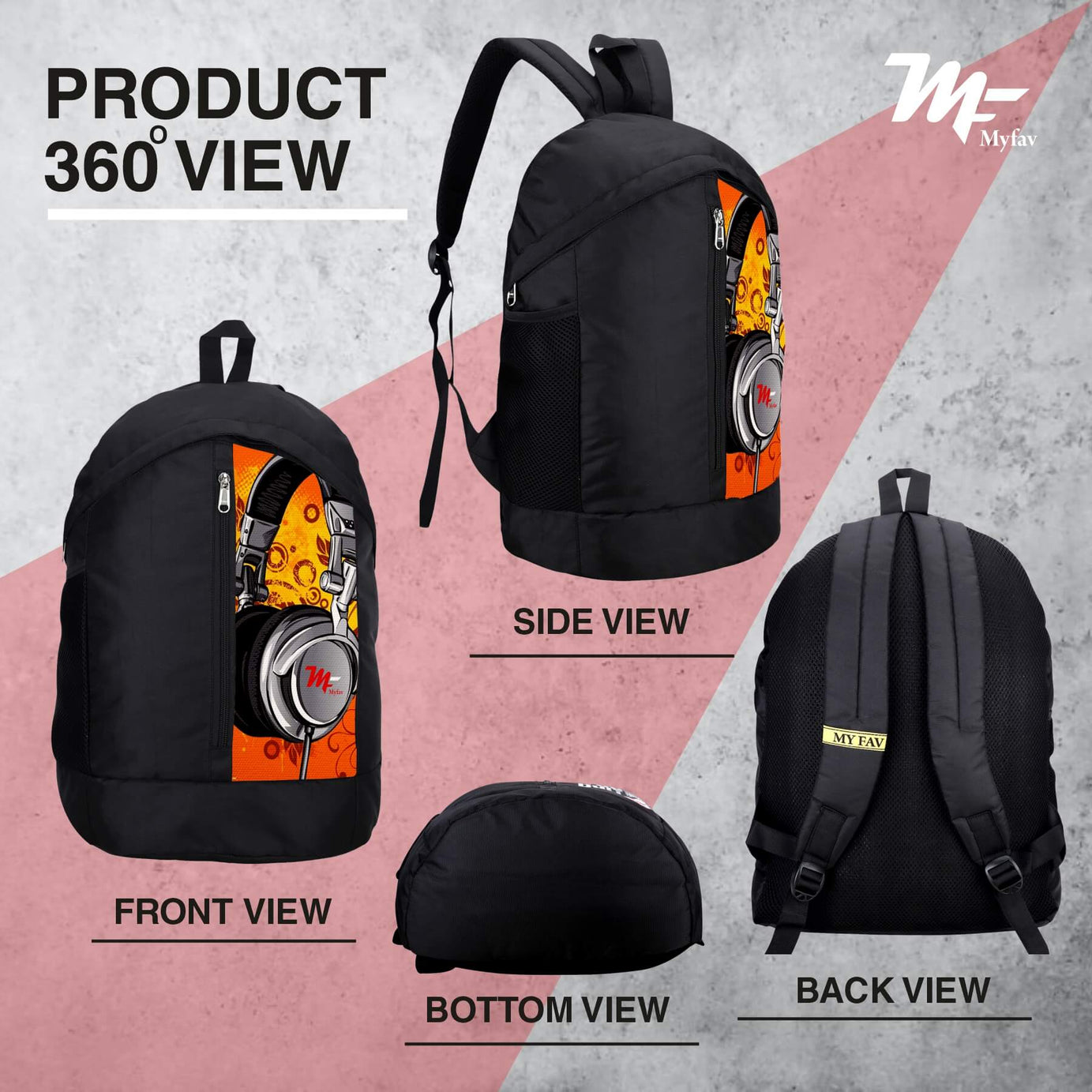 My Fav 21 L Black Laptop Backpack for Men Women / College Bag for Boys Girls / Office Bag