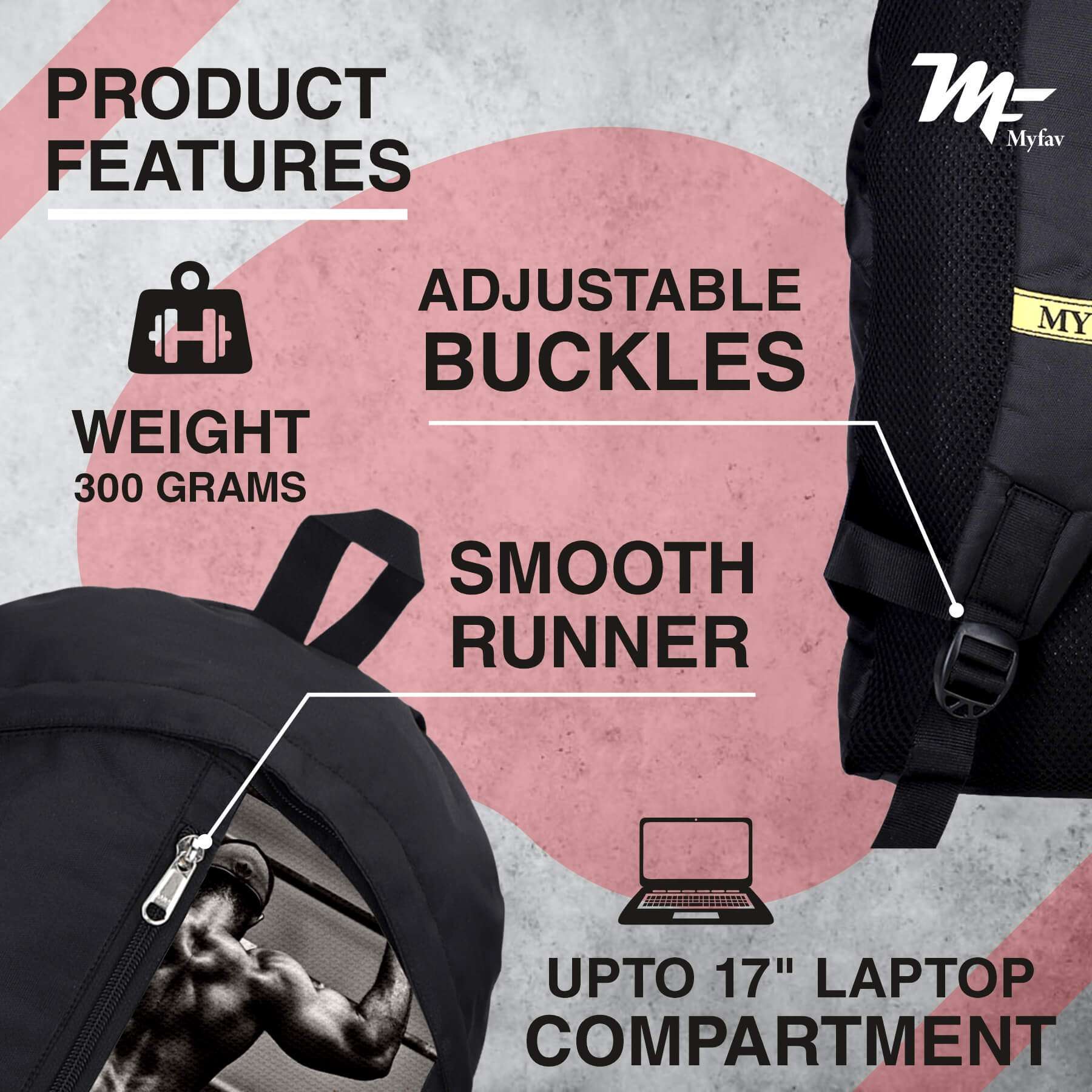 My Fav 21 L Black Laptop Backpack for Men Women / College Bag for Boys Girls / Office Bag