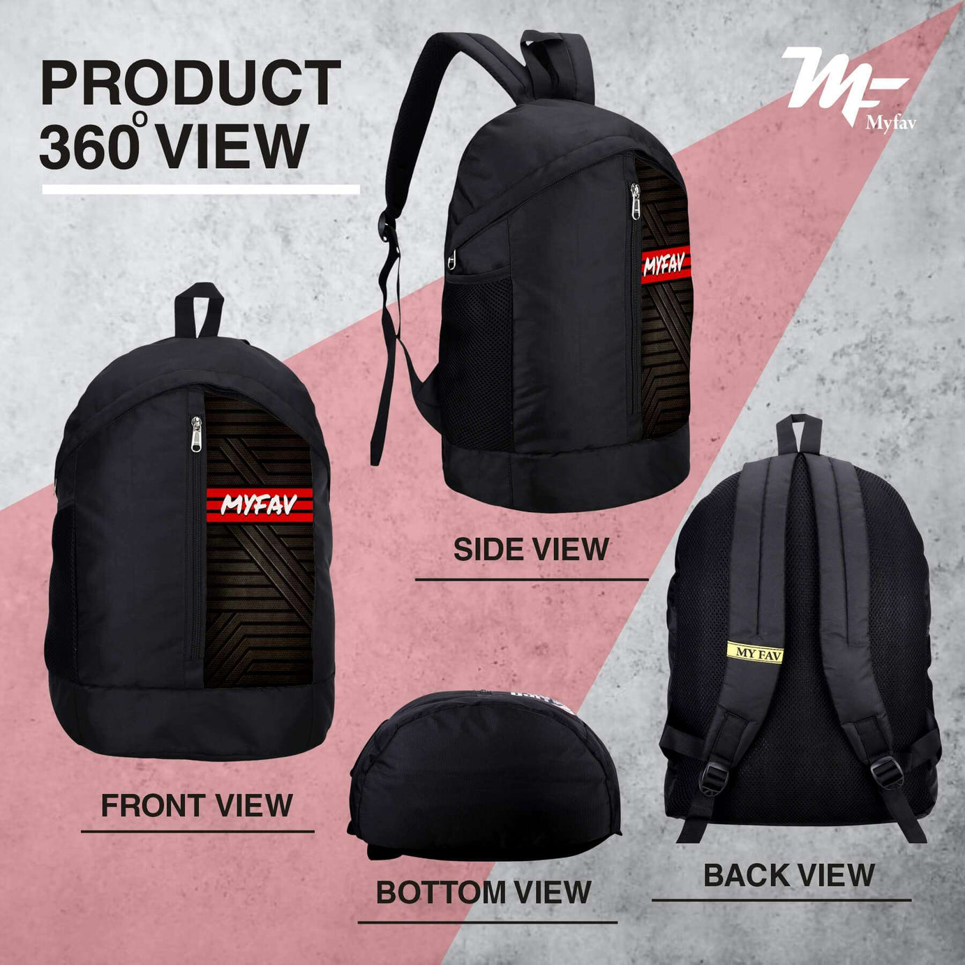 My Fav 21 L Black Laptop Backpack for Men Women / College Bag for Boys Girls / Office Bag