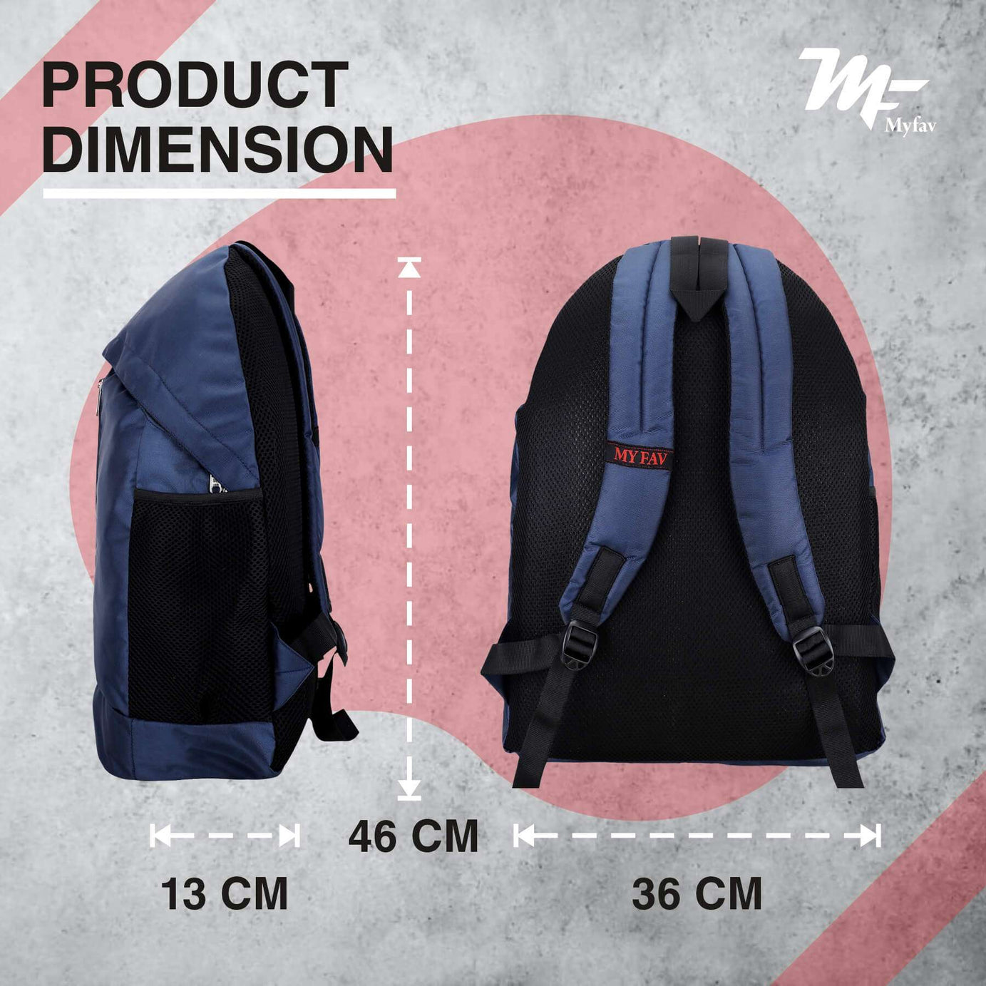 My Fav 21 L Navy Blue Laptop Backpack for Men Women / College Bag for Boys Girls / Office Bag