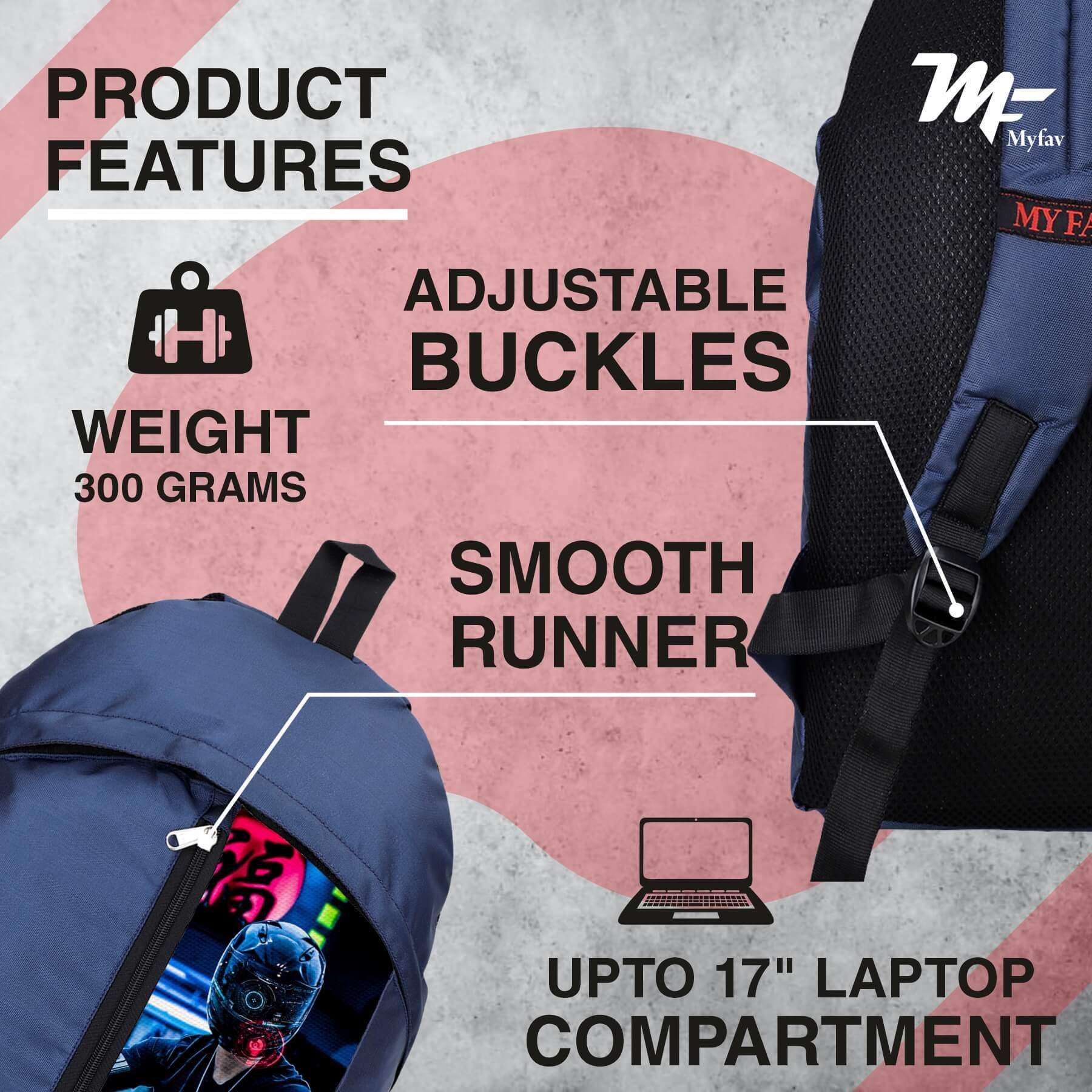 My Fav 21 L Navy Blue Laptop Backpack for Men Women / College Bag for Boys Girls / Office Bag