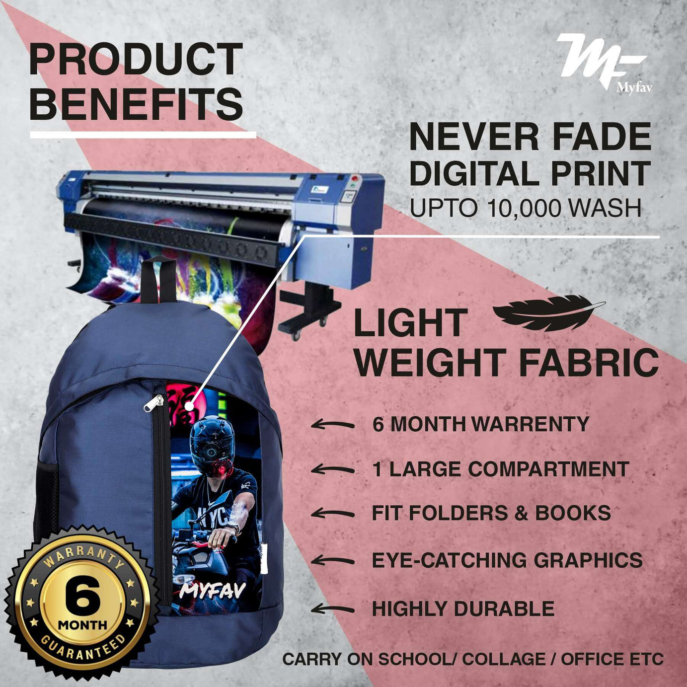 My Fav 21 L Navy Blue Laptop Backpack for Men Women / College Bag for Boys Girls / Office Bag