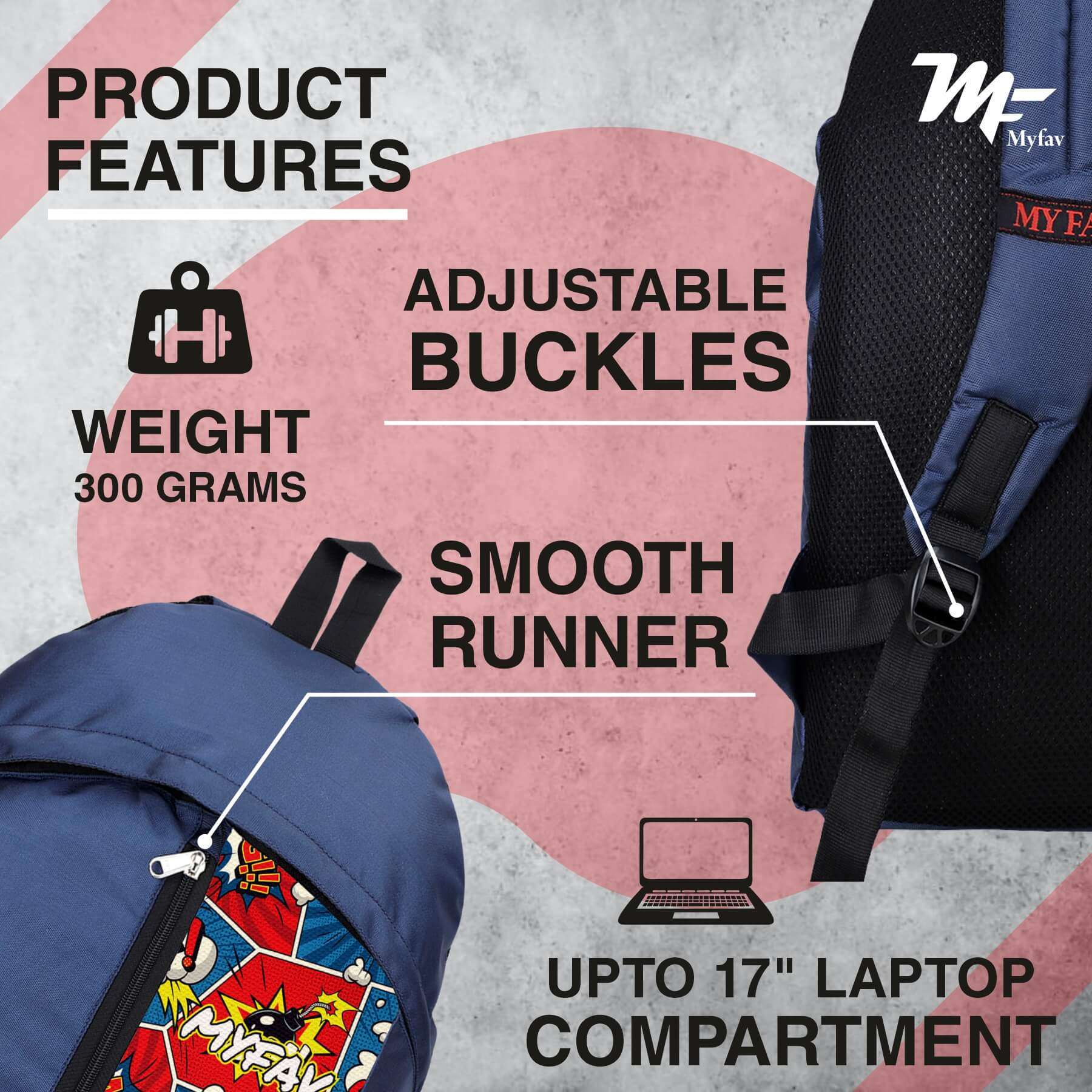 My Fav 21 L Navy Blue Laptop Backpack for Men Women / College Bag for Boys Girls / Office Bag