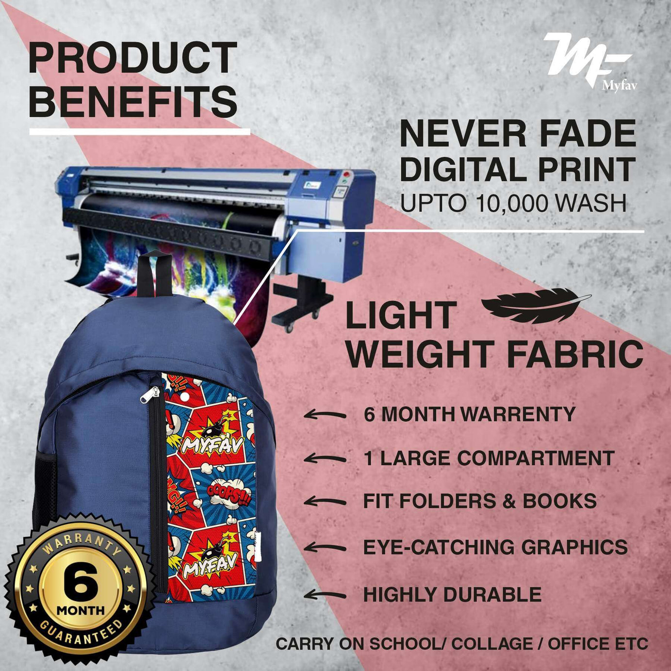 My Fav 21 L Navy Blue Laptop Backpack for Men Women / College Bag for Boys Girls / Office Bag