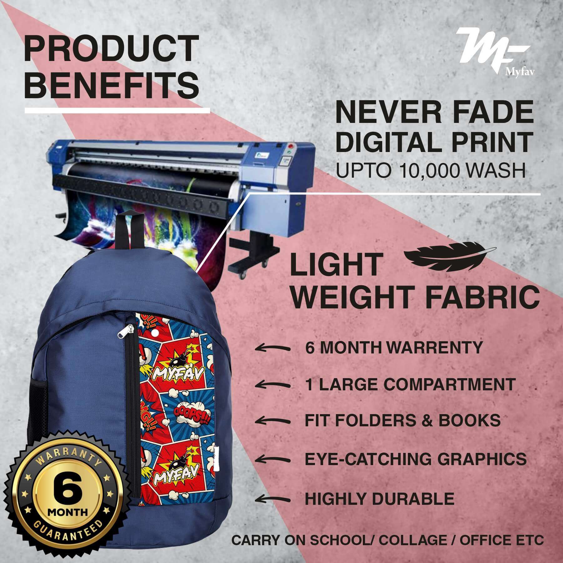 My Fav 21 L Navy Blue Laptop Backpack for Men Women / College Bag for Boys Girls / Office Bag