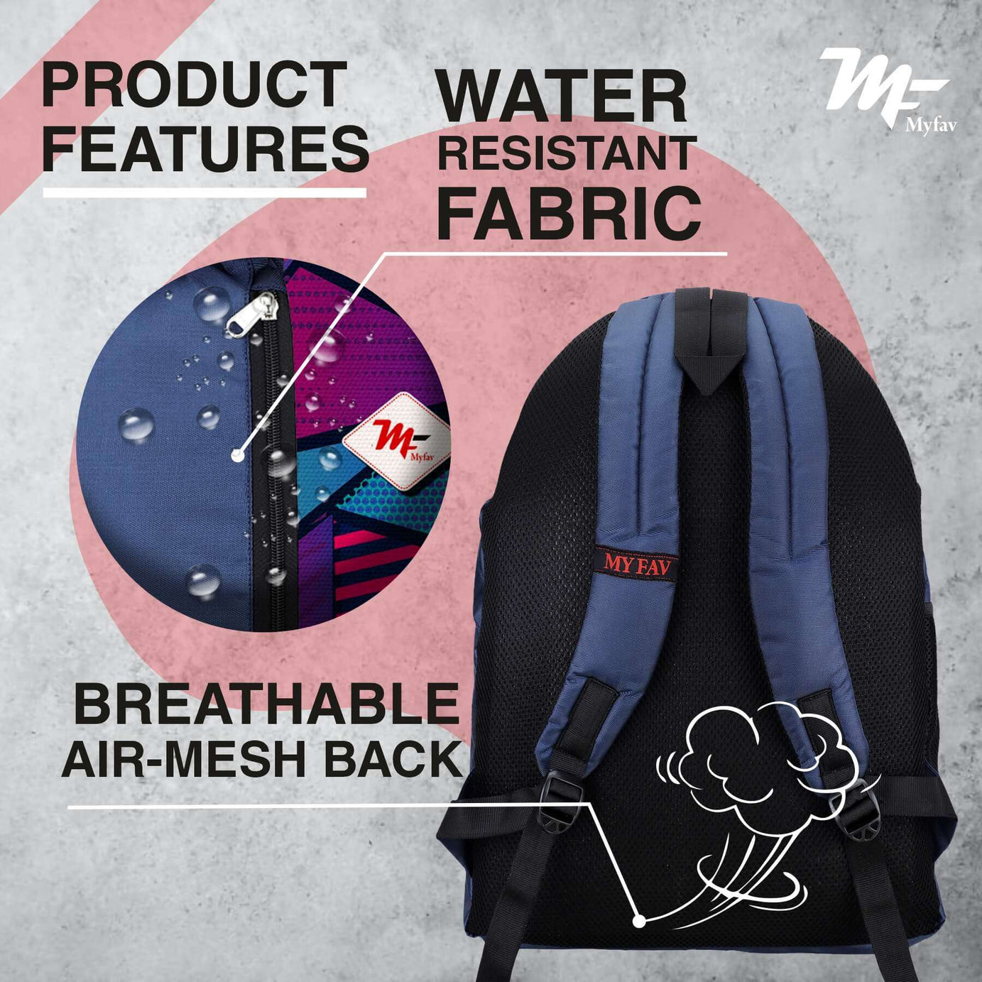 My Fav 21 L Navy Blue Laptop Backpack for Men Women / College Bag for Boys Girls / Office Bag