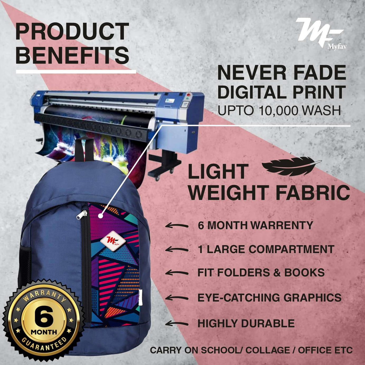 My Fav 21 L Navy Blue Laptop Backpack for Men Women / College Bag for Boys Girls / Office Bag