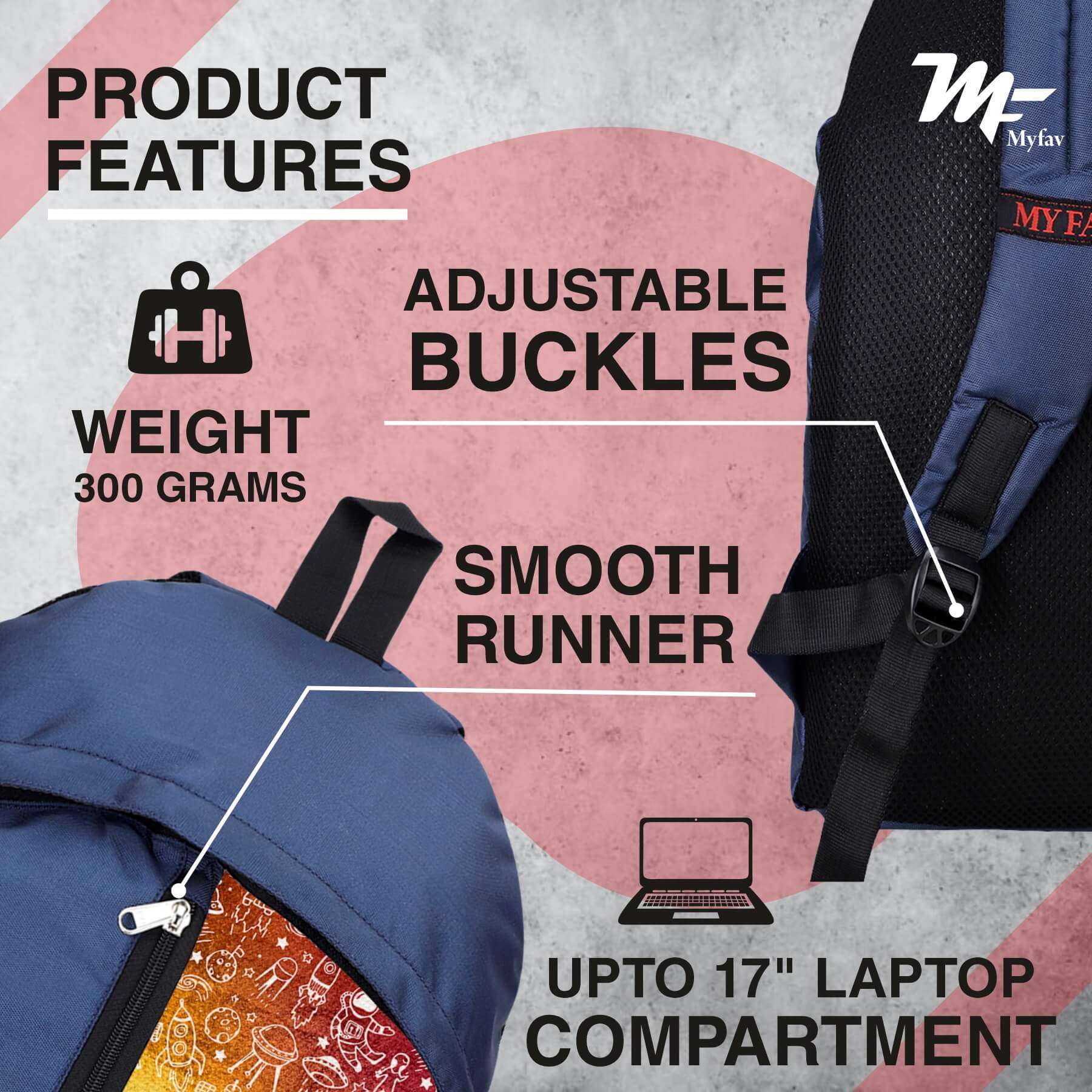 My Fav 21 L Navy Blue Laptop Backpack for Men Women / College Bag for Boys Girls / Office Bag